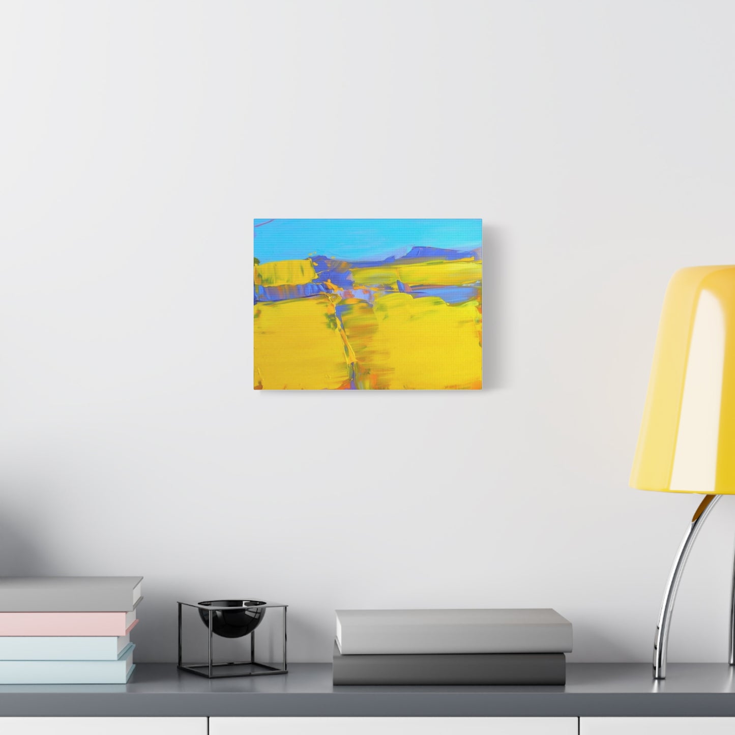 Abstract Yellow Field Canvas Wall Art  Vibrant Landscape Matte Stretched Canvas 1.25"