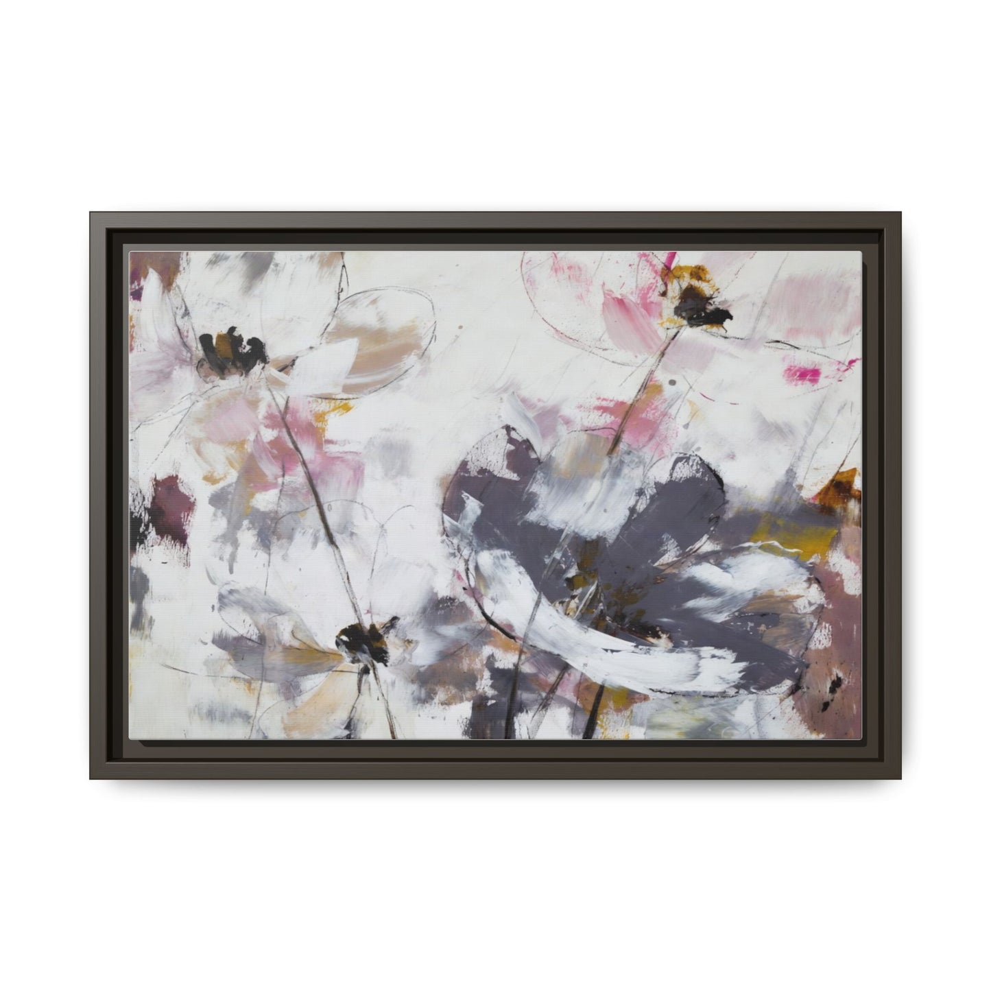 Abstract Floral Matte Canvas Framed Wall Art — Soft Watercolor Blooms