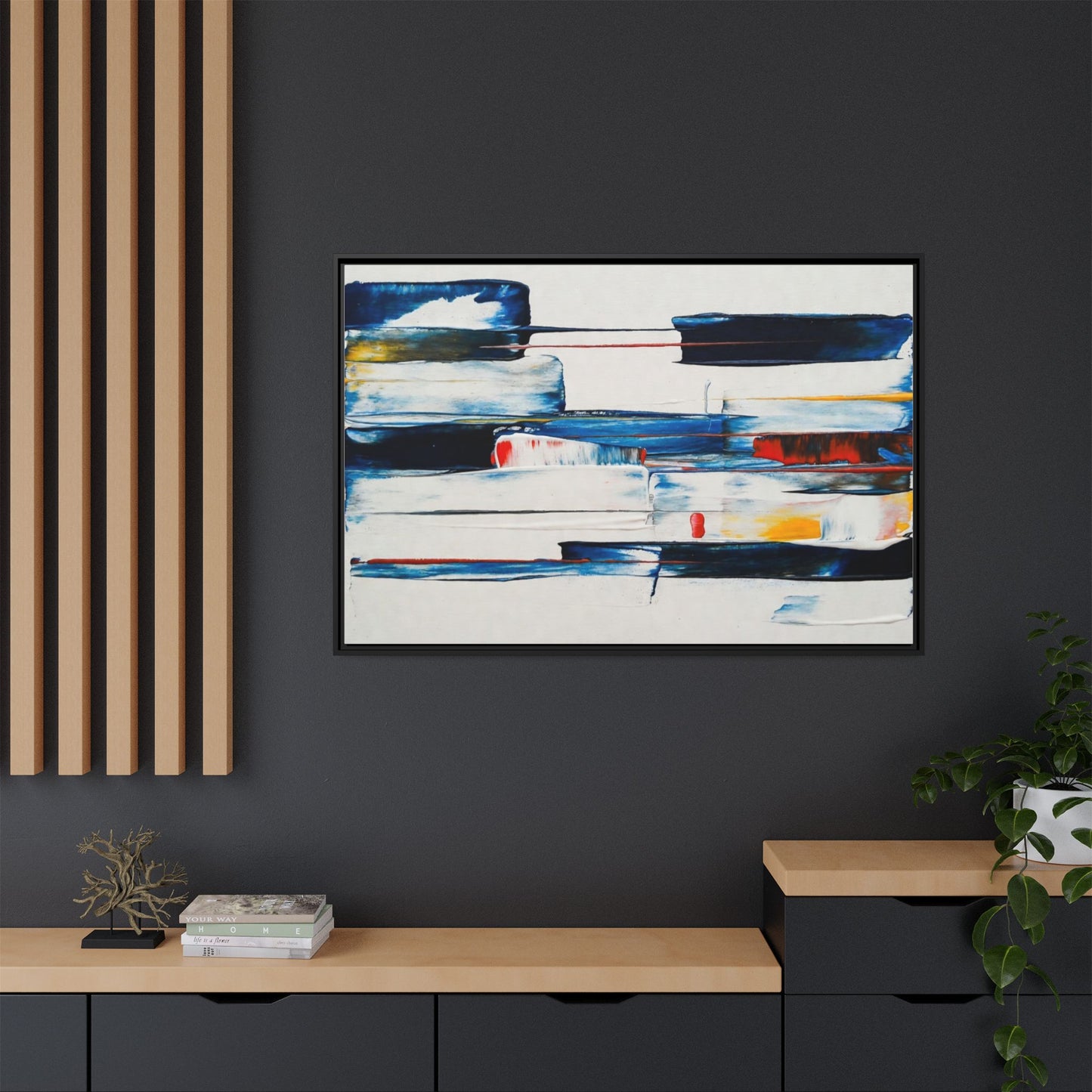 Abstract Coastal Brushstrokes Framed Canvas Print