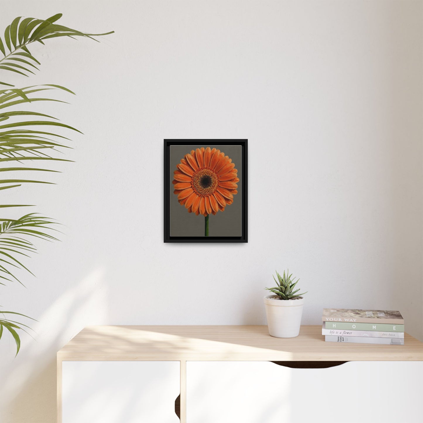 Orange Gerbera Daisy Matte Canvas Print (Framed)