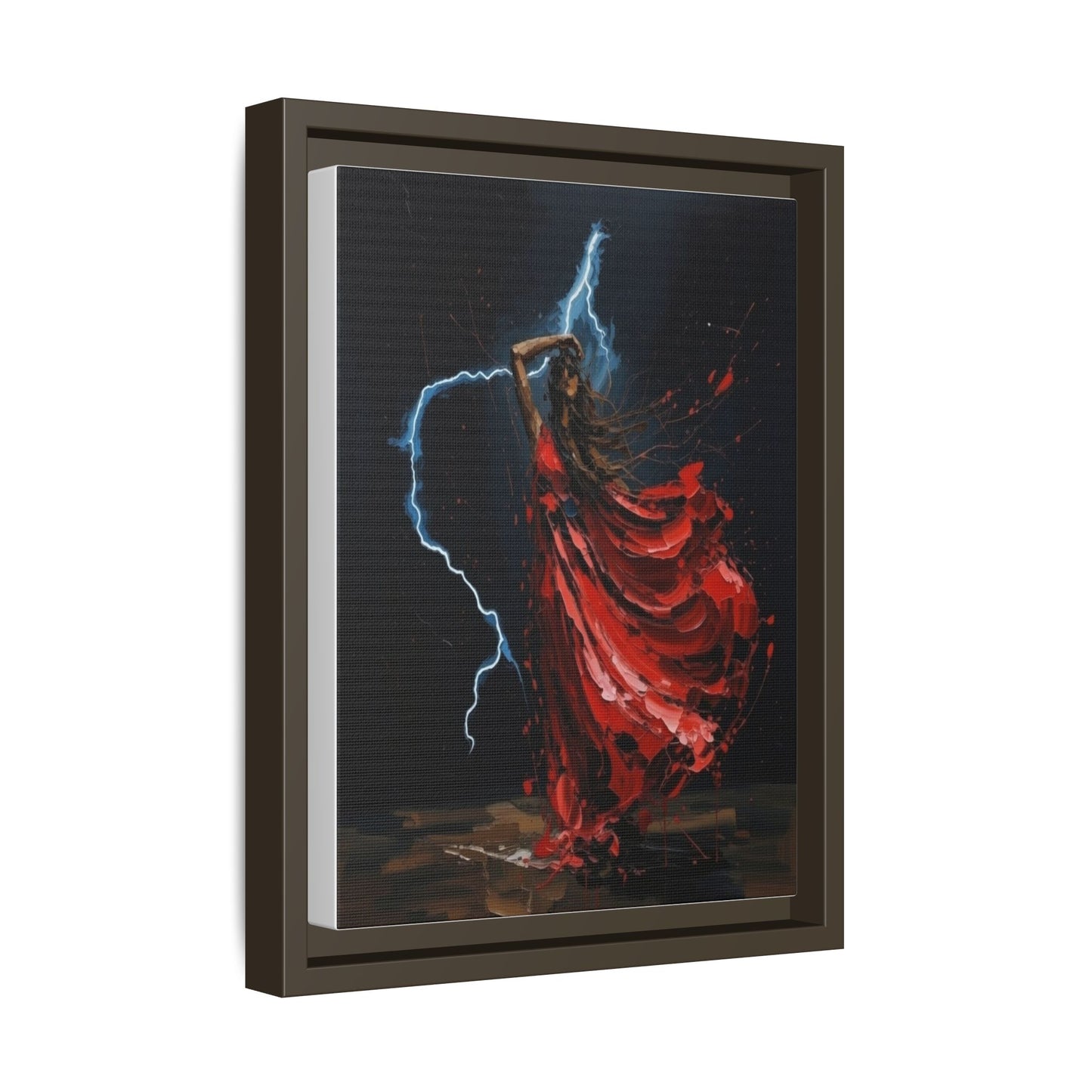 Framed Matte Canvas Print — Red Dancer Lightning Art