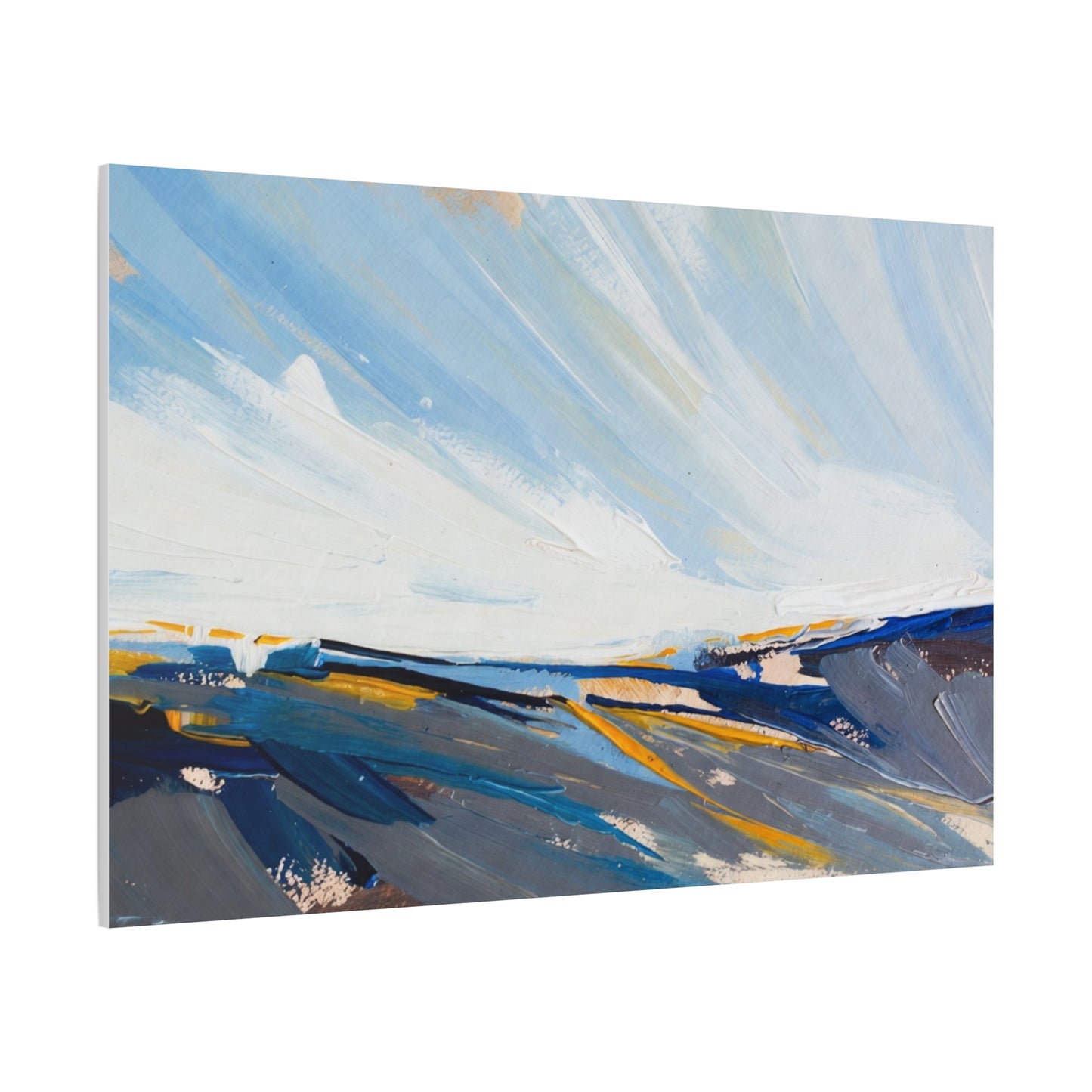 Abstract Coastal Landscape Canvas Print — Blue Sky Seascape Wall Art