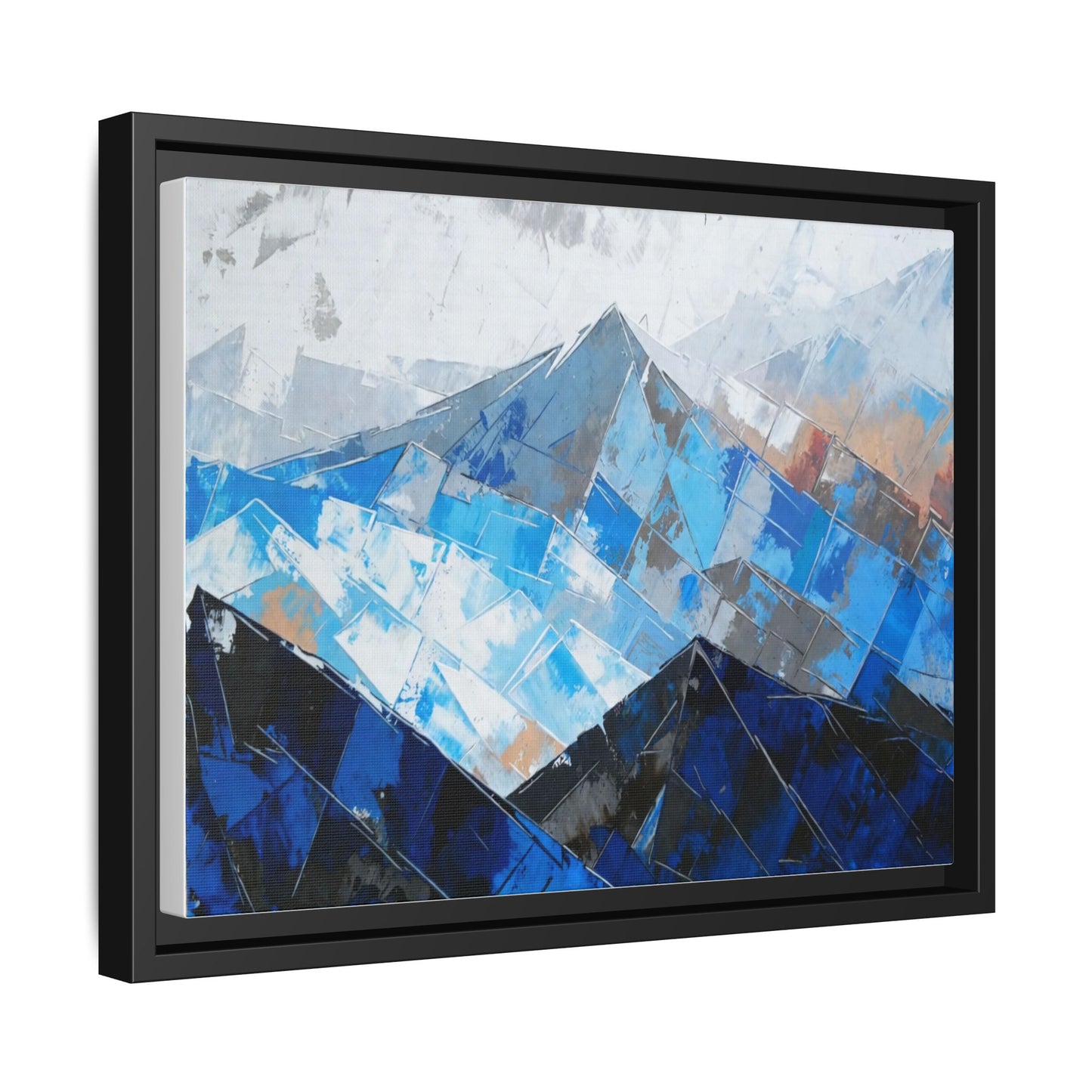 Framed Matte Canvas Blue Mountain Abstract Wall Art