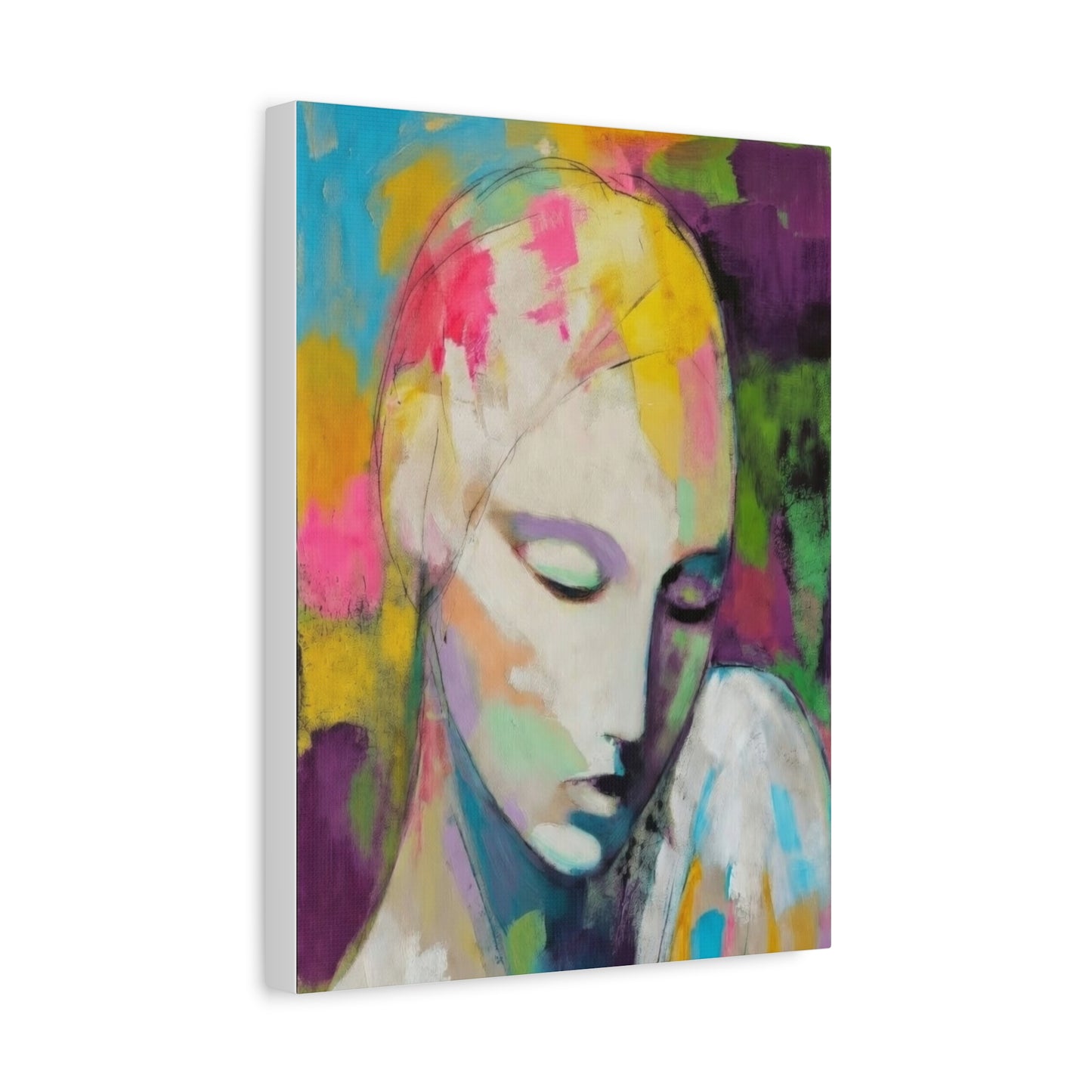 Abstract Angel Portrait Canvas - Colorful Modern Wall Art
