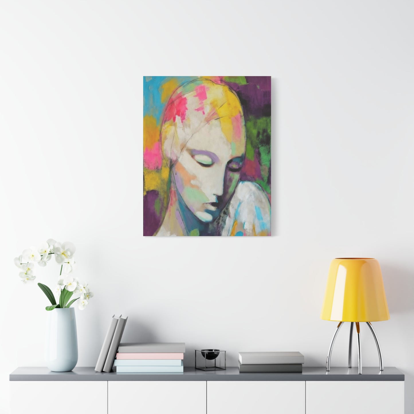 Abstract Angel Portrait Canvas - Colorful Modern Wall Art