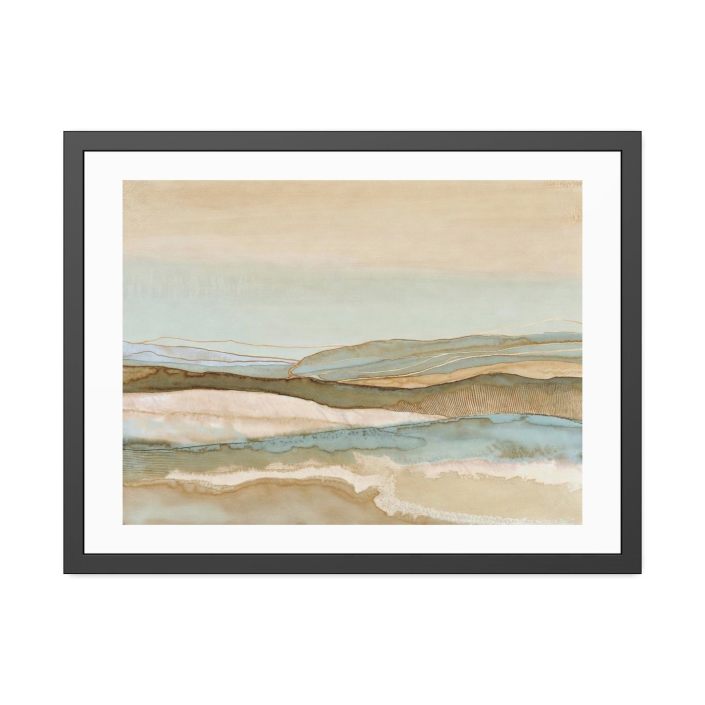 Framed Abstract Landscape Poster — Coastal Watercolor Wall Art