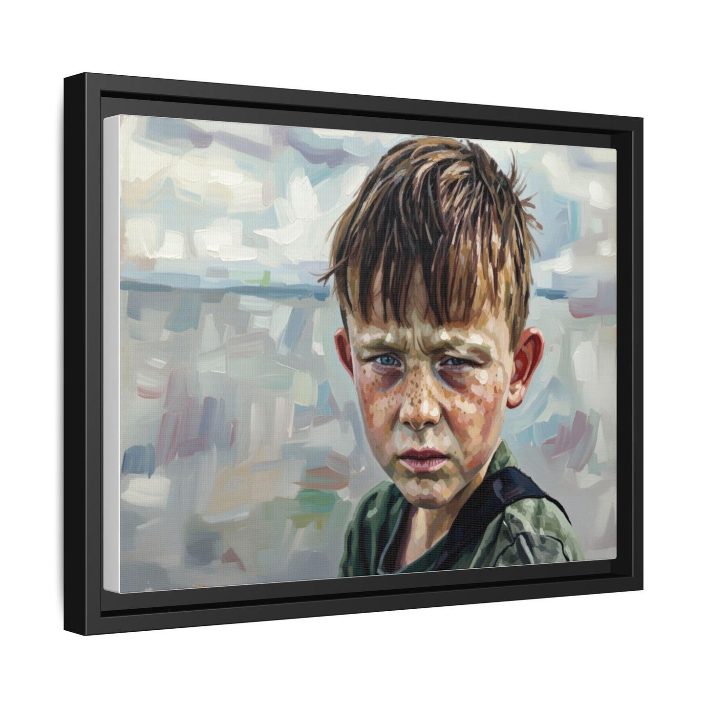 Framed Matte Canvas: Gritty Boy Portrait Art Print