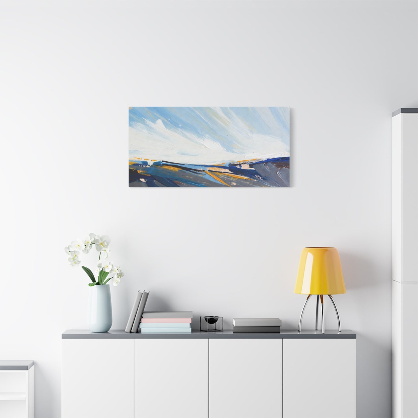 Abstract Coastal Landscape Canvas Print — Blue Sky Seascape Wall Art