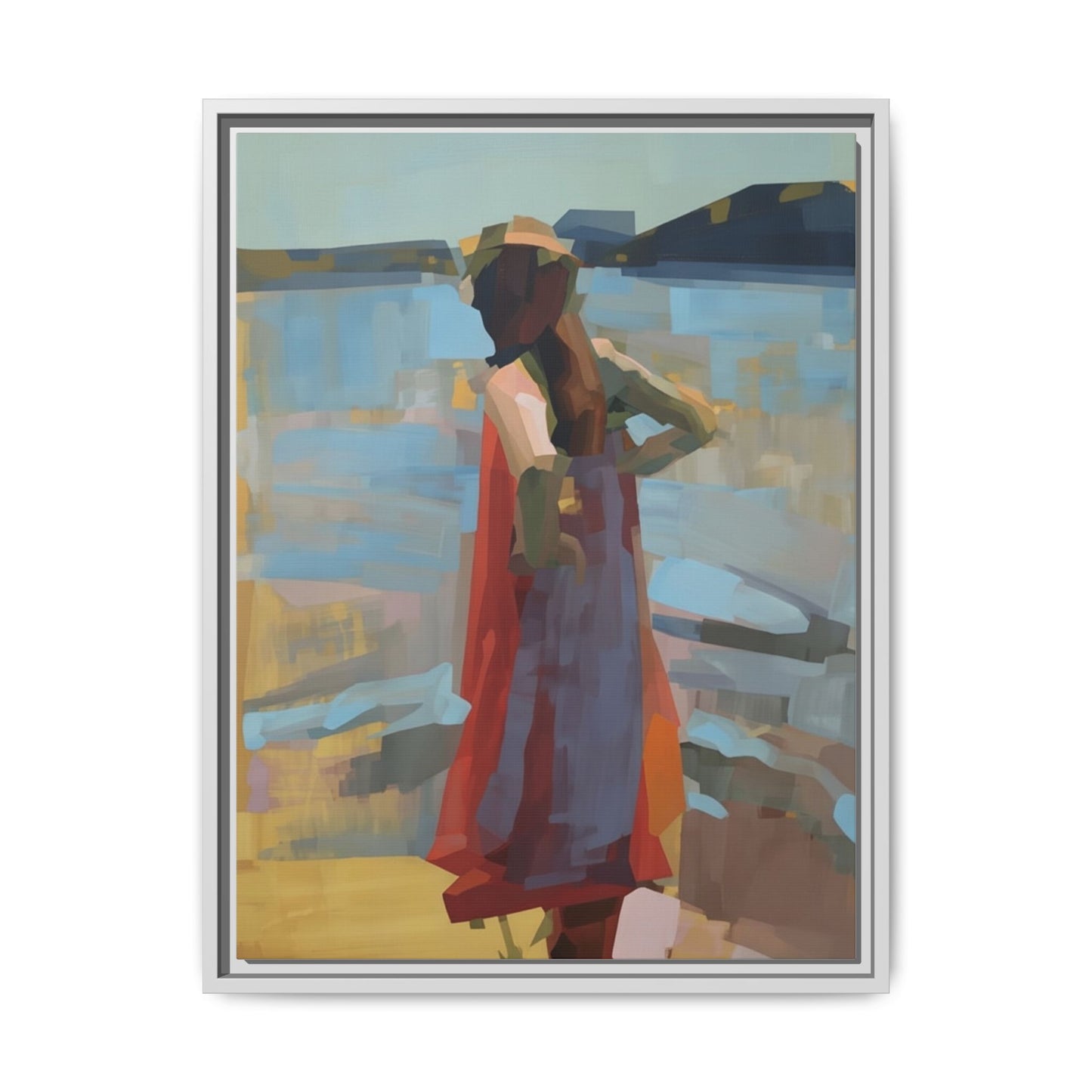 Framed Matte Canvas Print — Coastal Woman Abstract Art