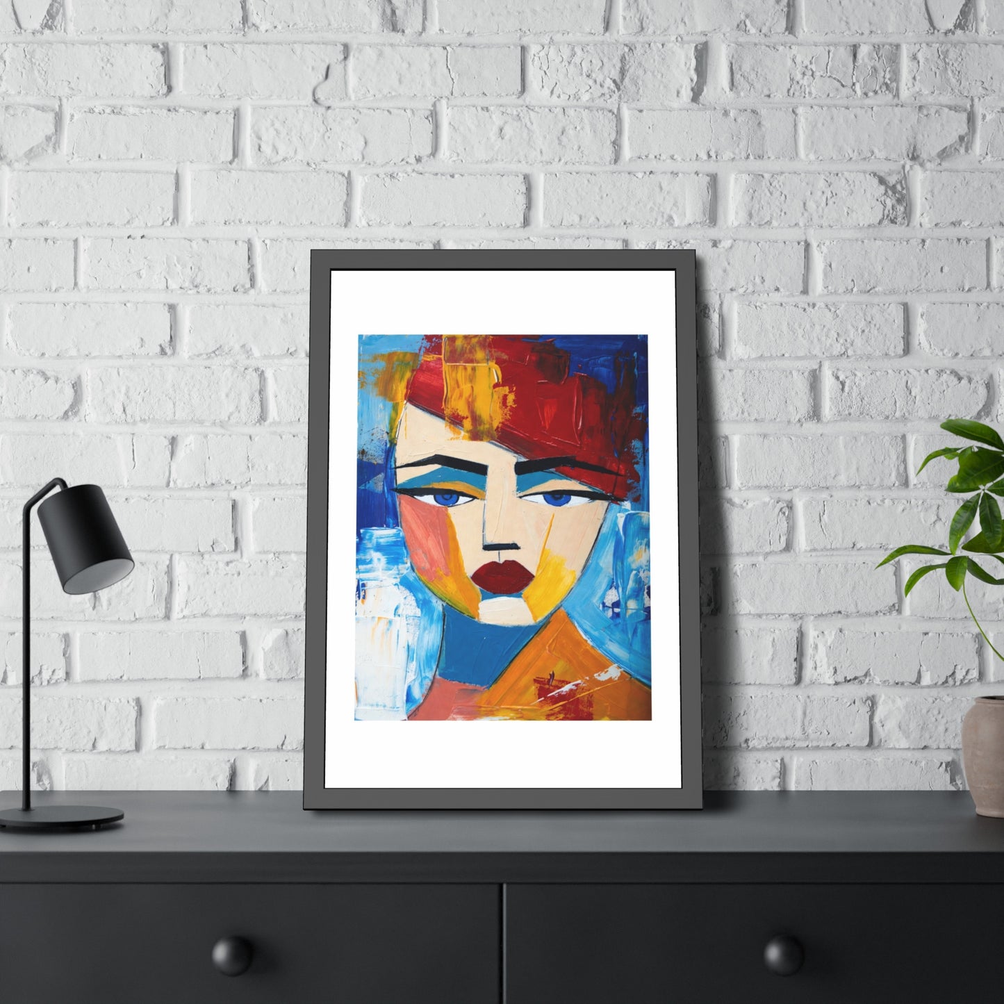 Abstract Colorful Face Framed Poster — Modern Pop Art Wall Print