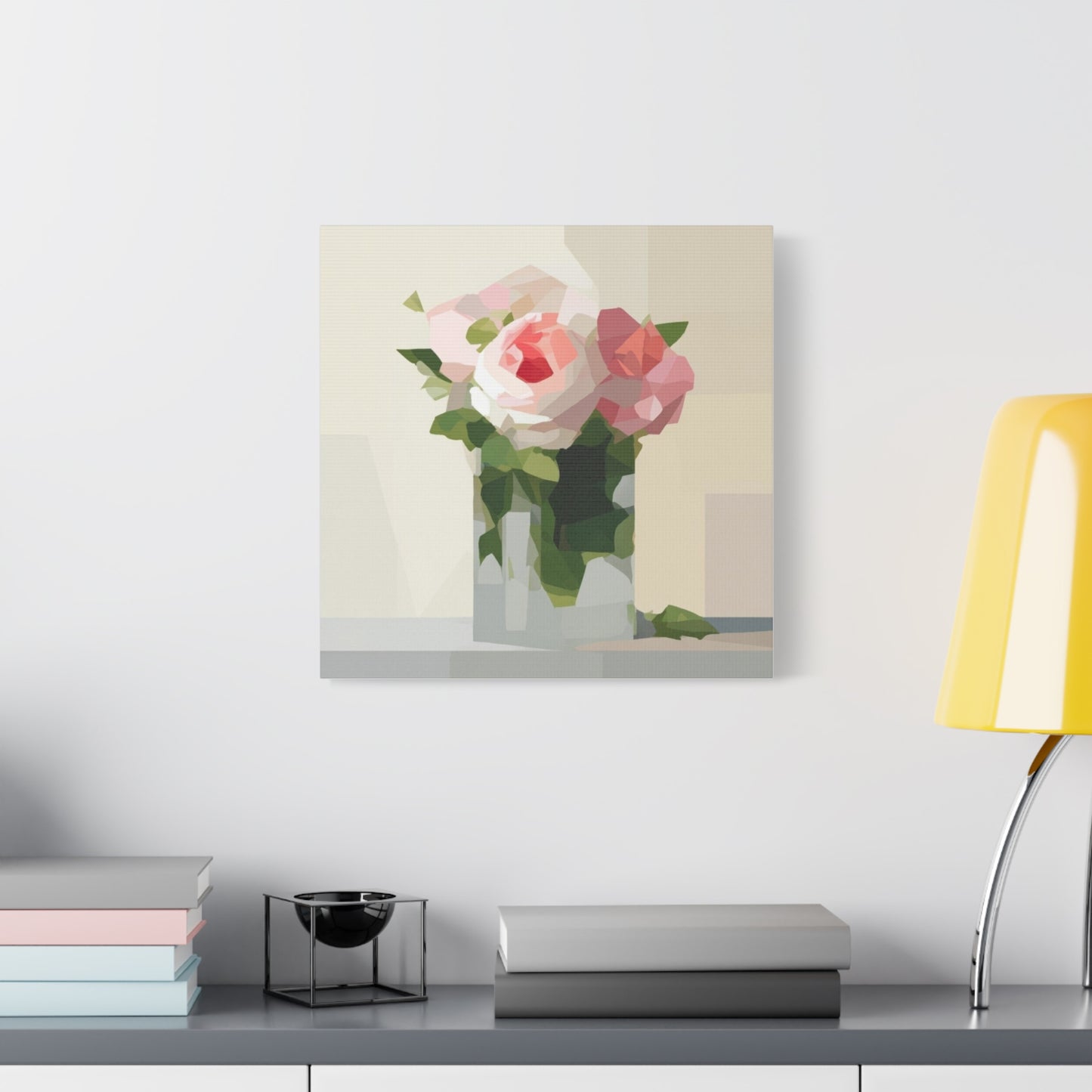 Pink Rose Still Life Canvas — Modern Floral Wall Art, Matte Stretched Canvas