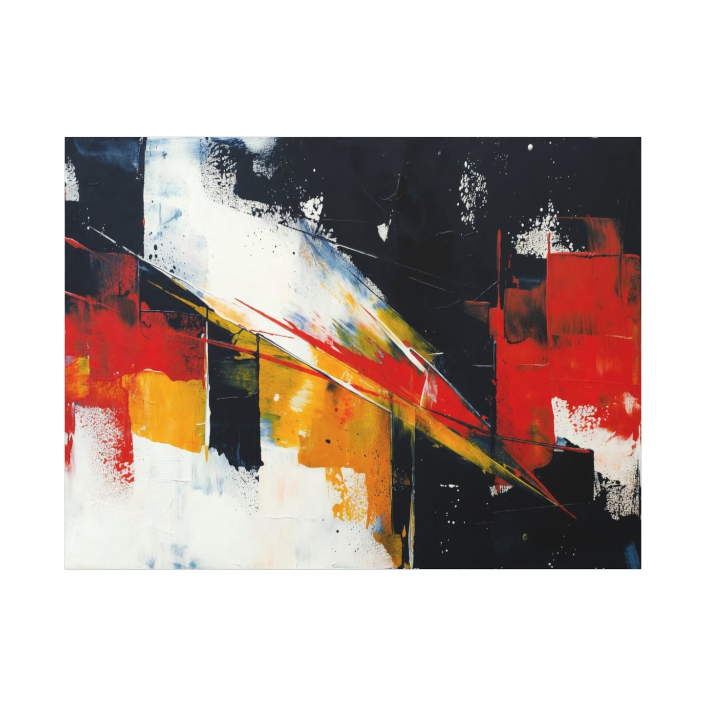 Abstract Geometric Canvas Art — Bold Red & Black Modern Wall Painting
