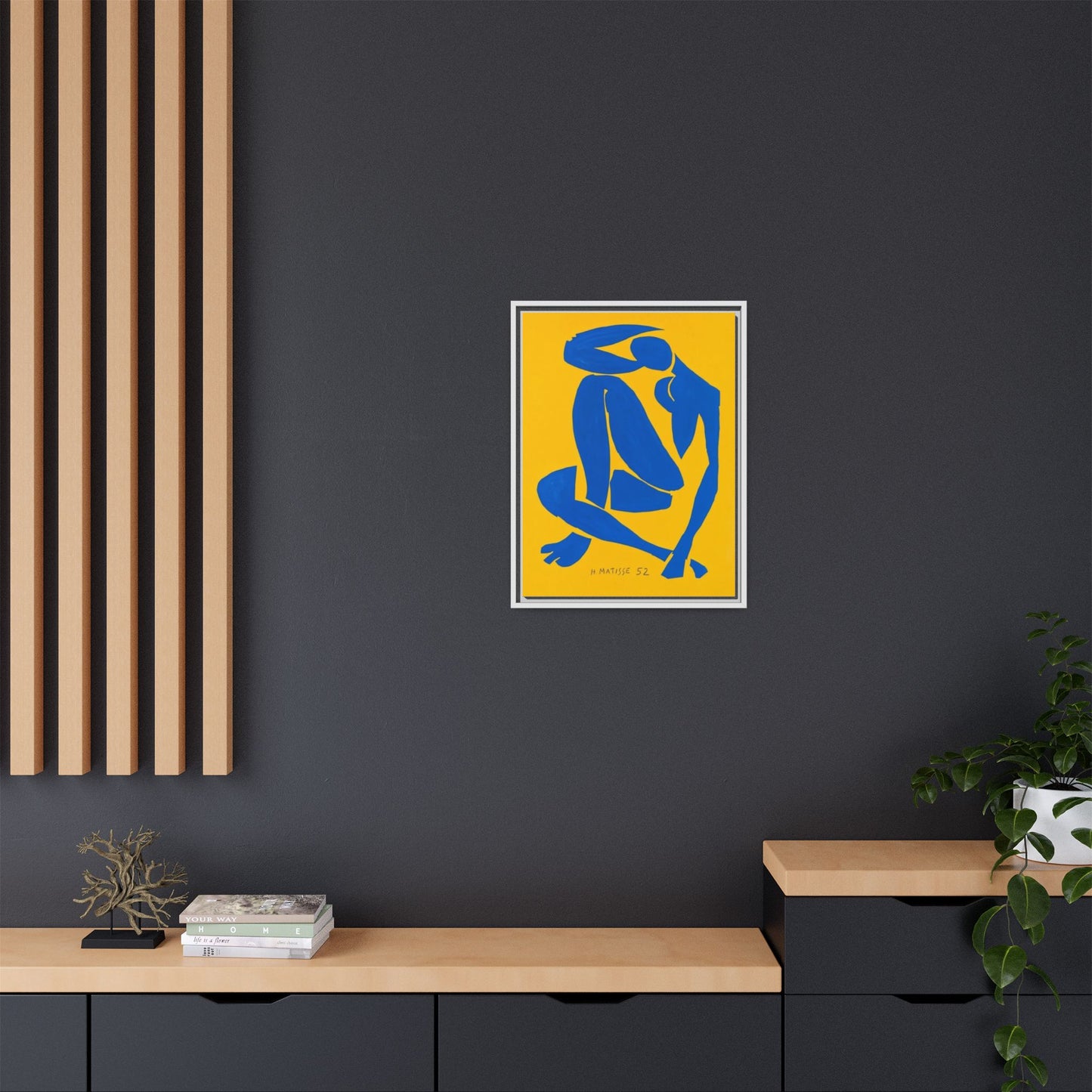 Abstract Blue Nude Matte Canvas Wall Art, Framed