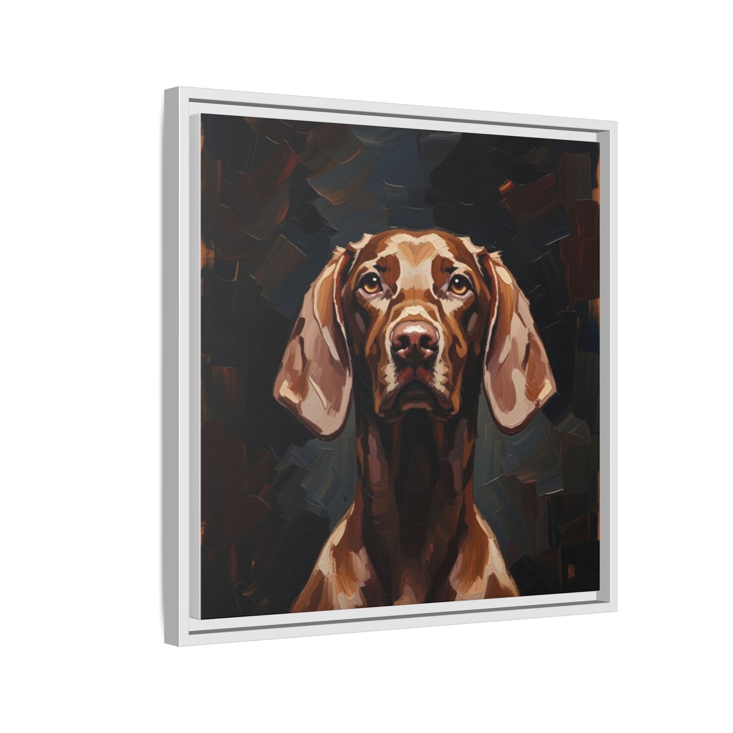 Framed Matte Canvas Dog Portrait – Brown Vizsla Wall Art