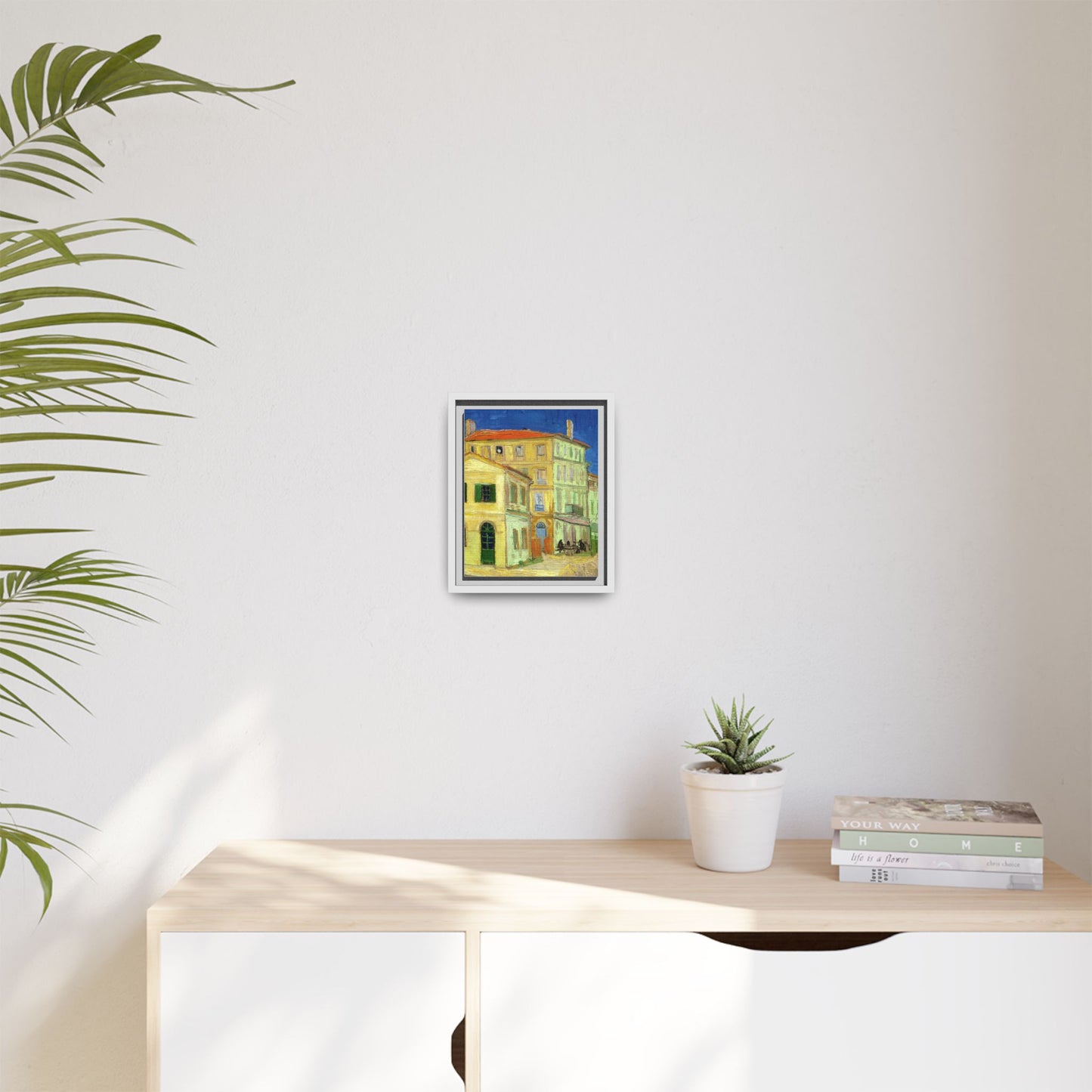 Mediterranean Street Scene Matte Canvas Framed Wall Art
