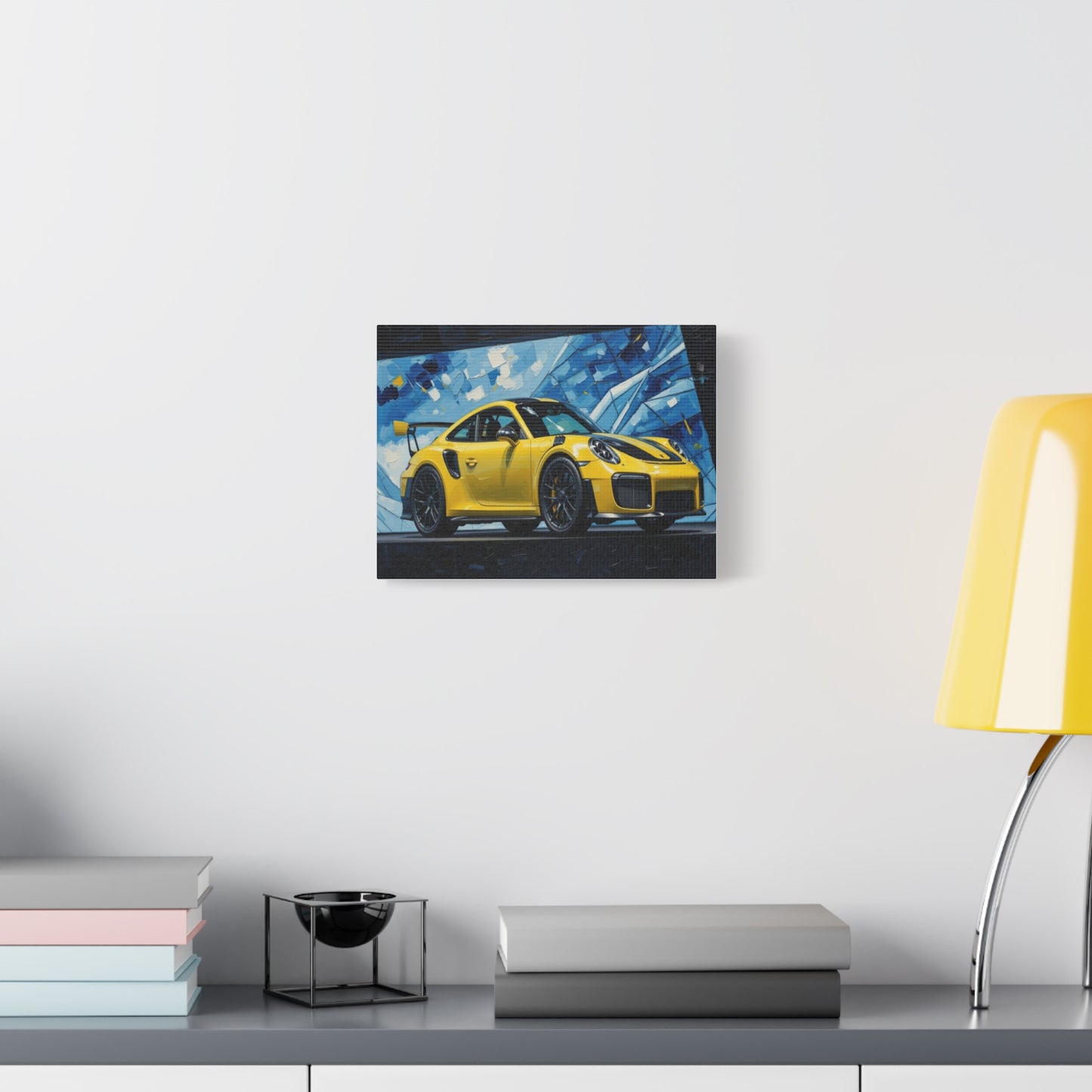Yellow Porsche Sports Car Canvas Print — Modern Automotive Wall Art