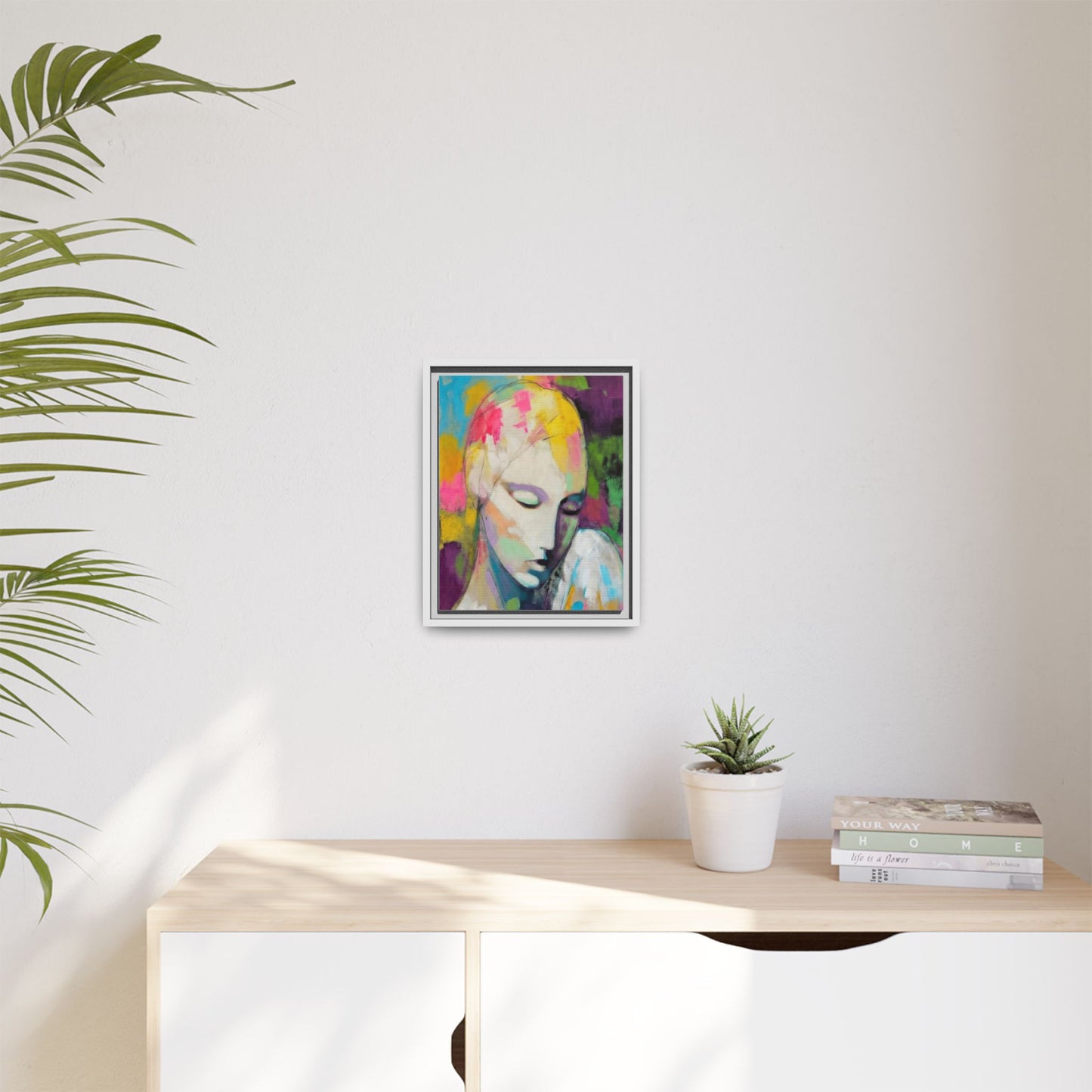 Framed Matte Canvas Art - Colorful Abstract Portrait
