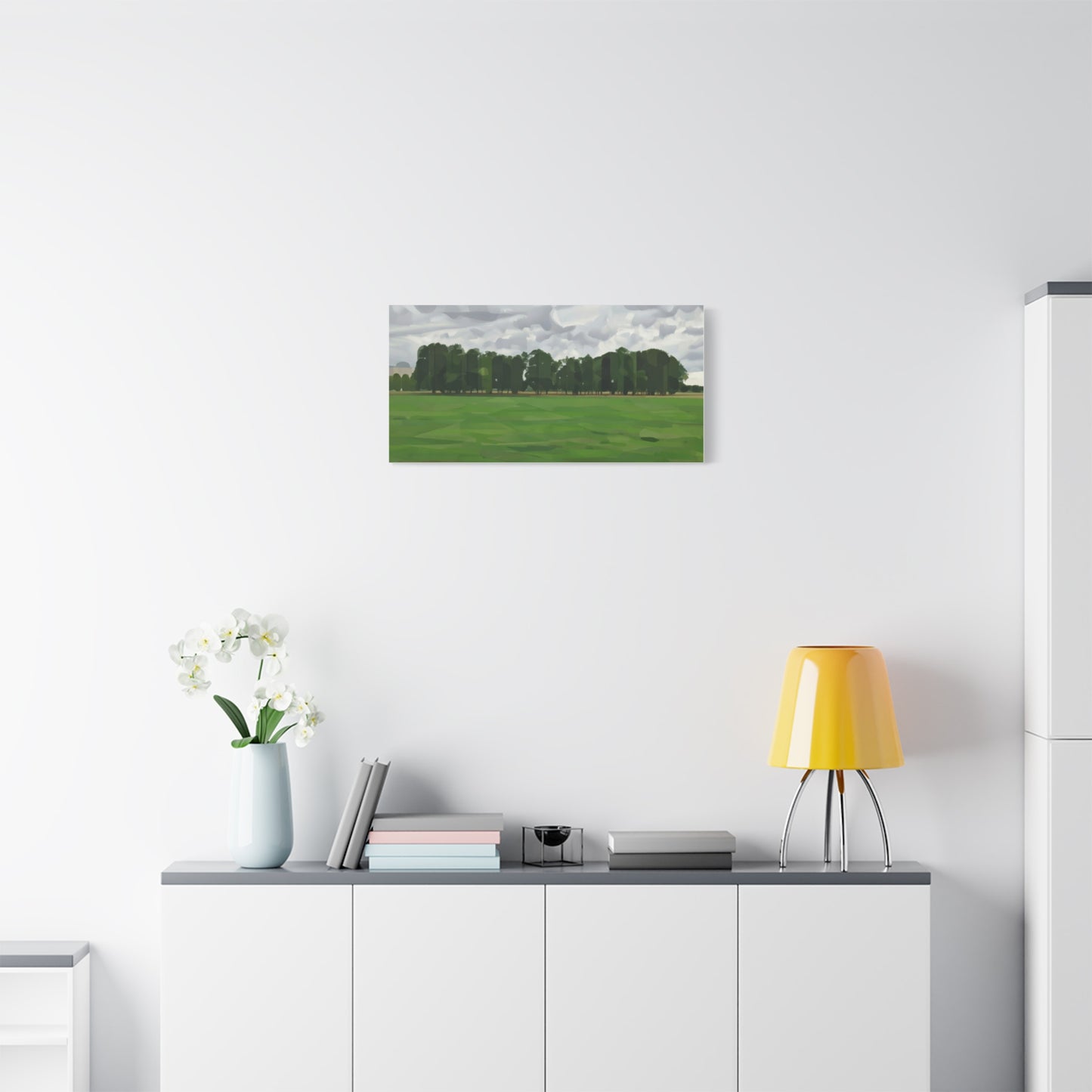 Green Field Landscape Canvas Print — Tranquil Park Scene Matte Stretched Canvas