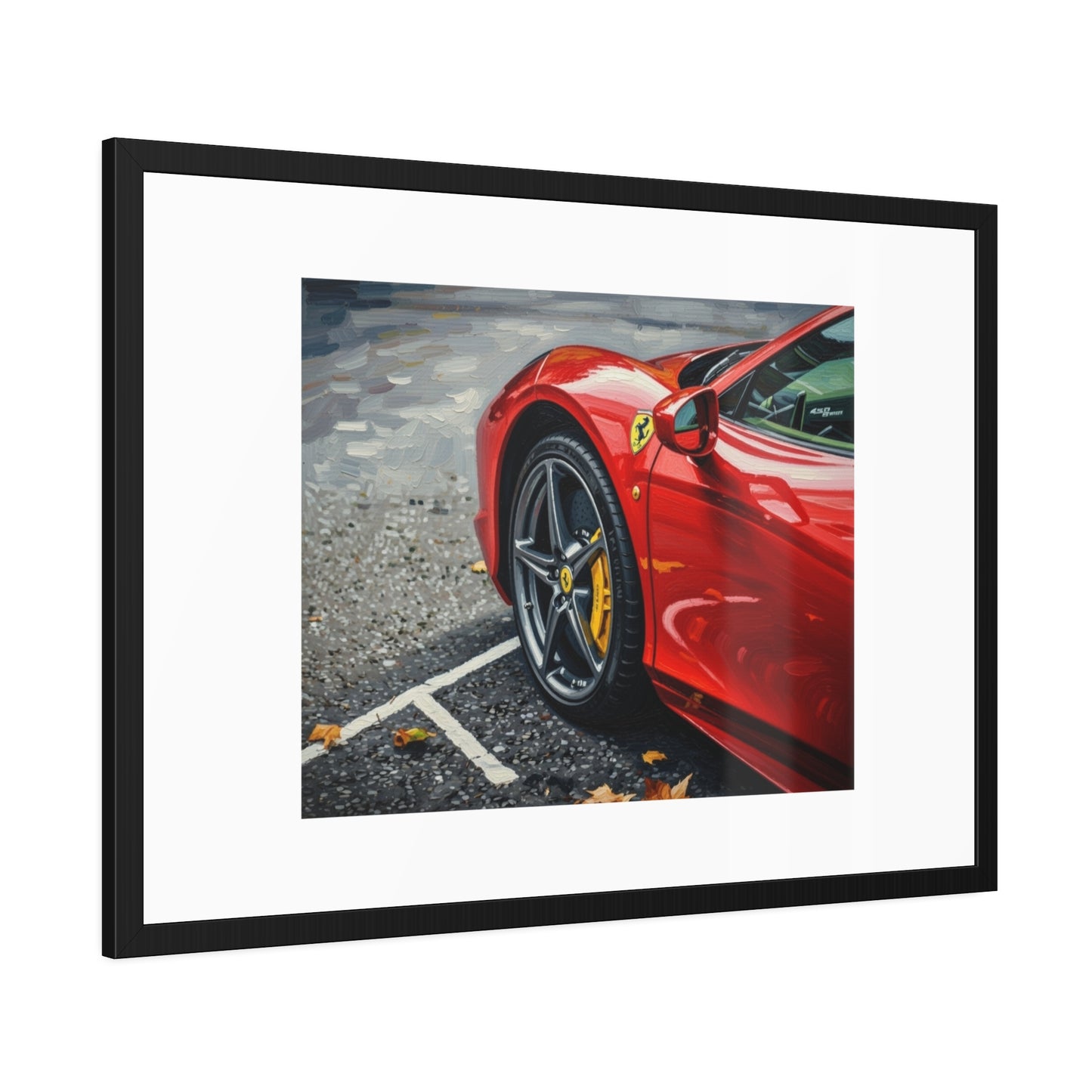 Framed Poster - Red Sports Car Photo, Modern Automotive Wall Art