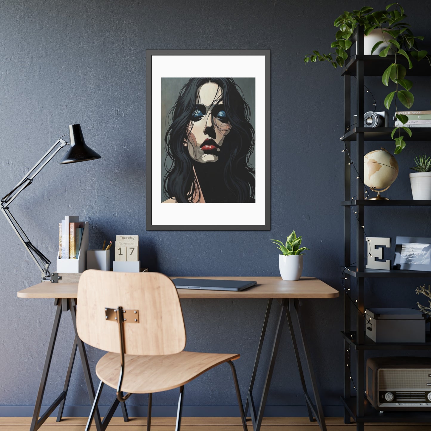 Framed Poster — Moody Portrait Art Print (Dark Feminine Wall Decor)