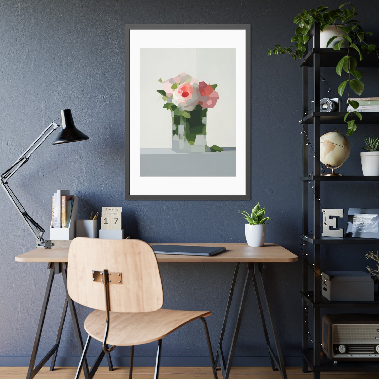 Framed Floral Poster — Modern Abstract Peony Art Print