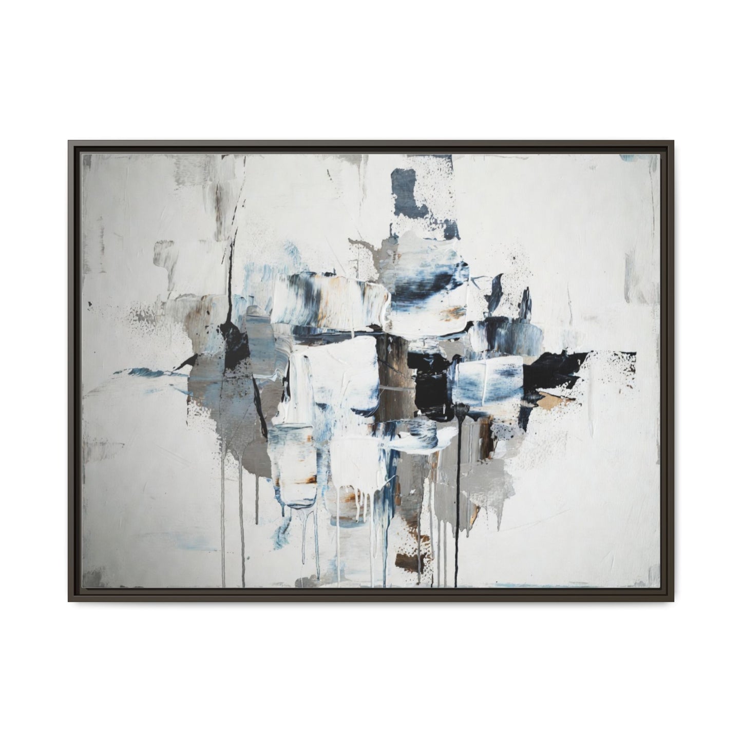 Framed Abstract Canvas Art — Blue Neutral Modern Wall Print