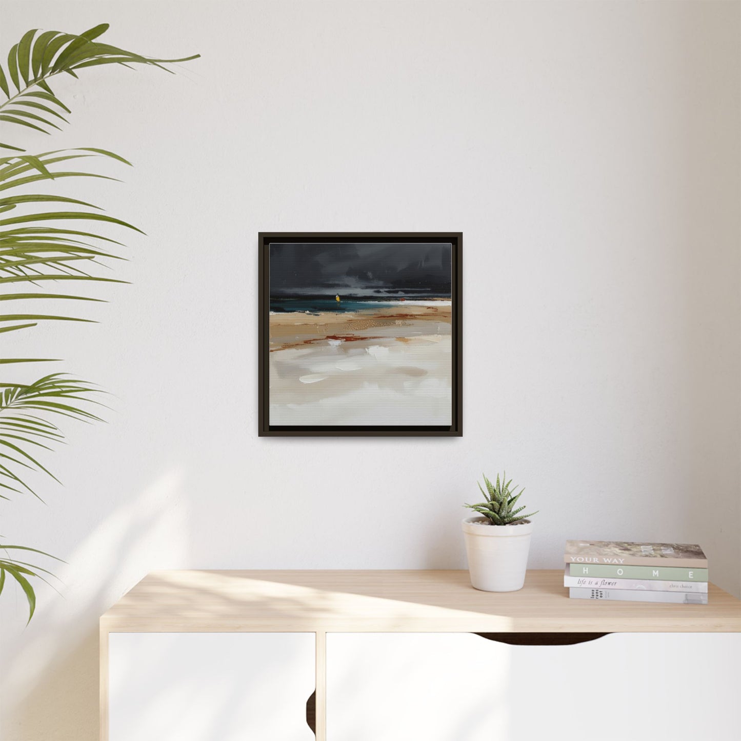 Framed Matte Canvas Beachscape Art Print — Coastal Abstract Wall Decor