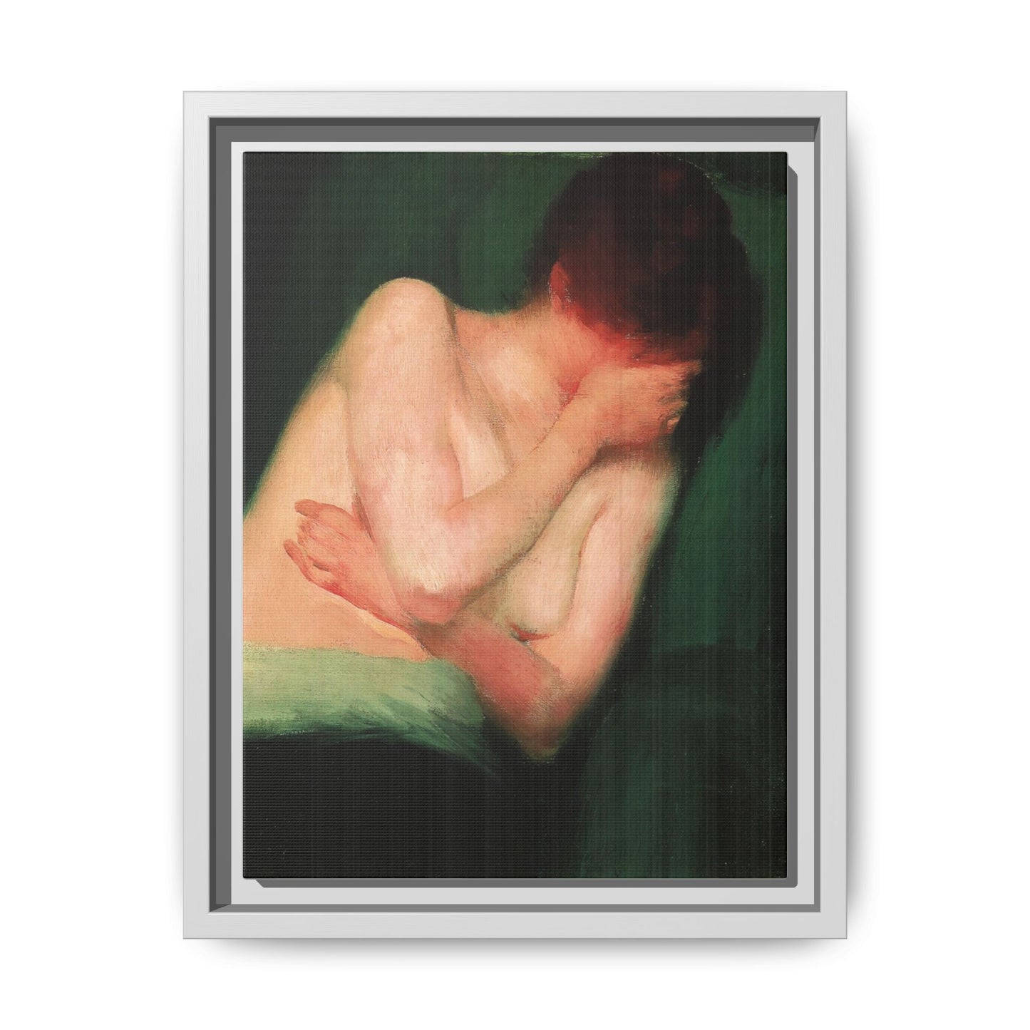 Female Nude by János Vaszary Framed Matte Canvas Wall Art Print