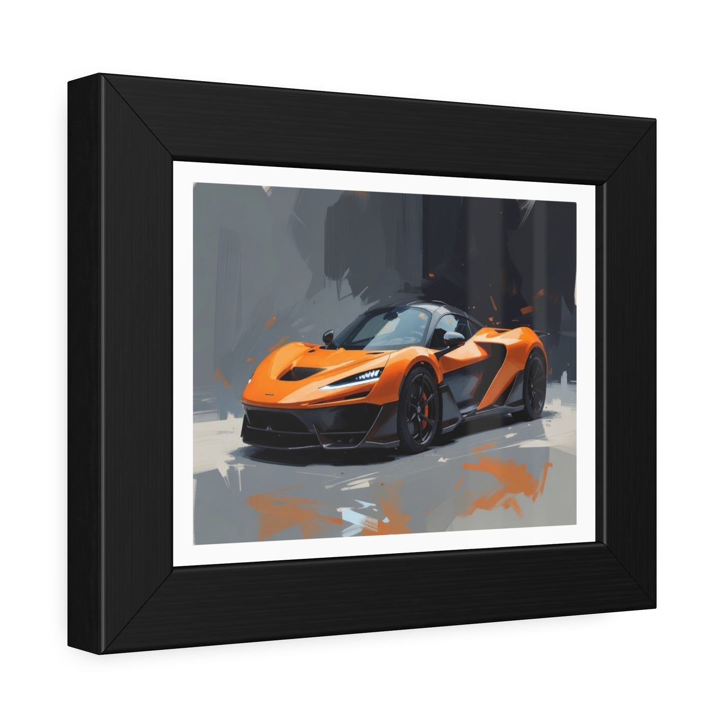 Framed Sports Car Poster — Orange Supercar Art Print
