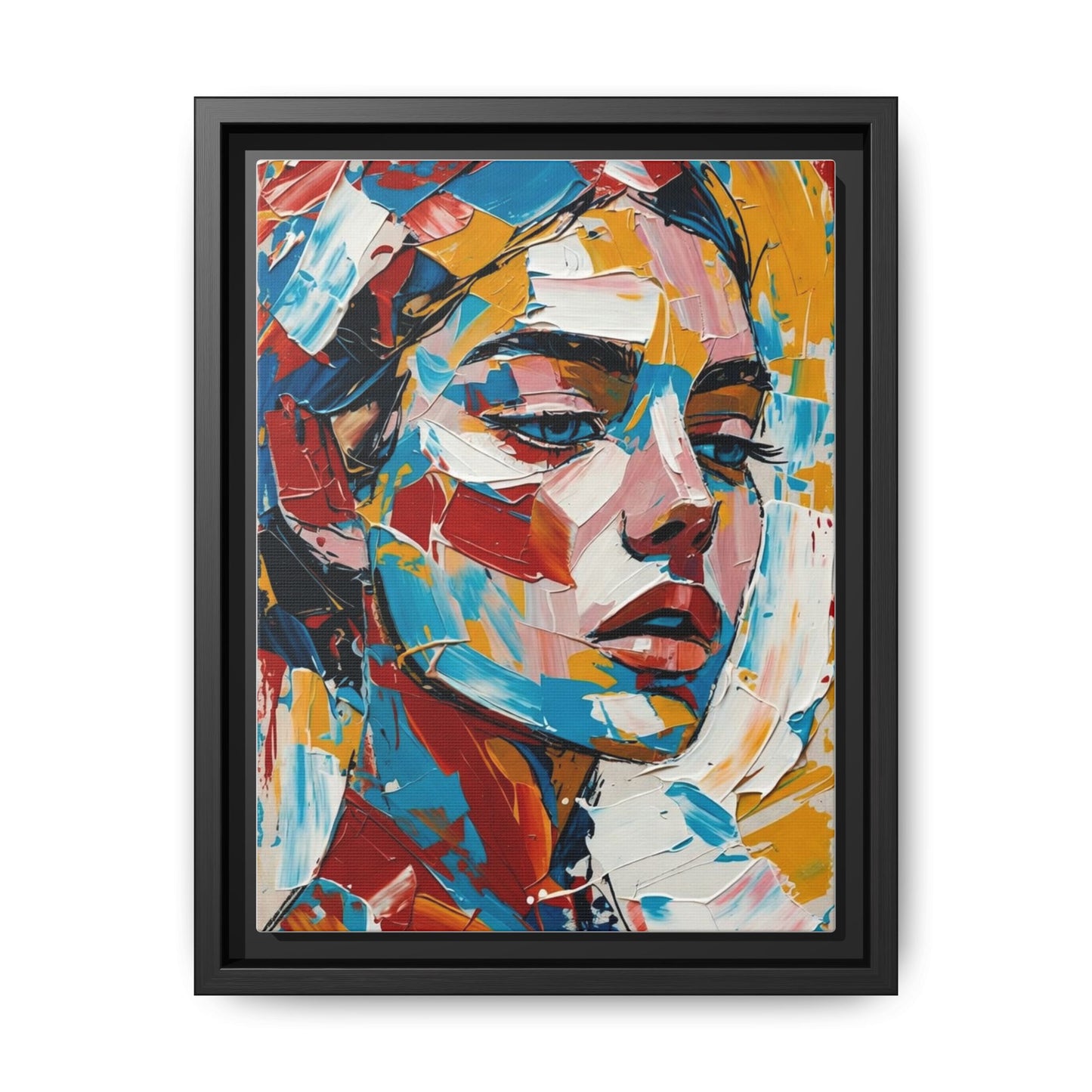 Colorful Abstract Portrait Framed Canvas Print