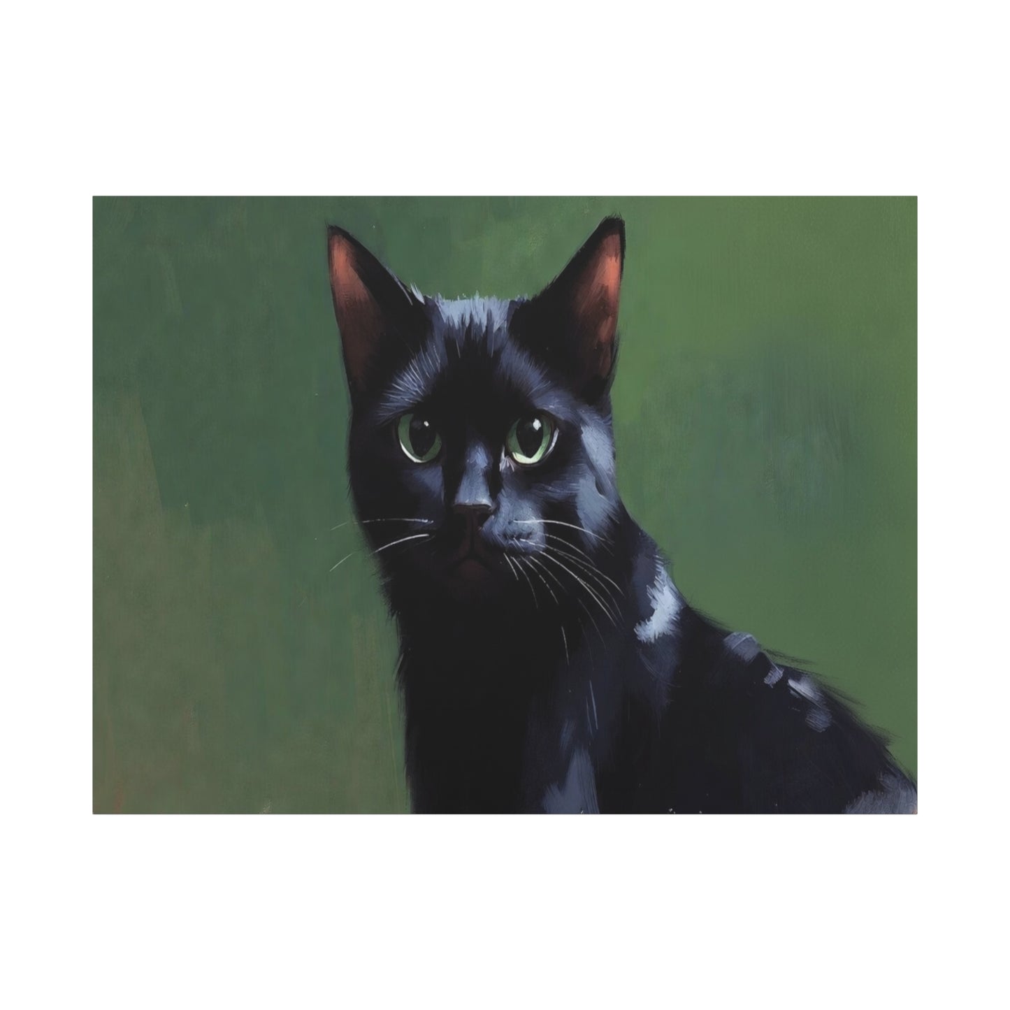 Black Cat Portrait Canvas - Matte Stretched Wall Art