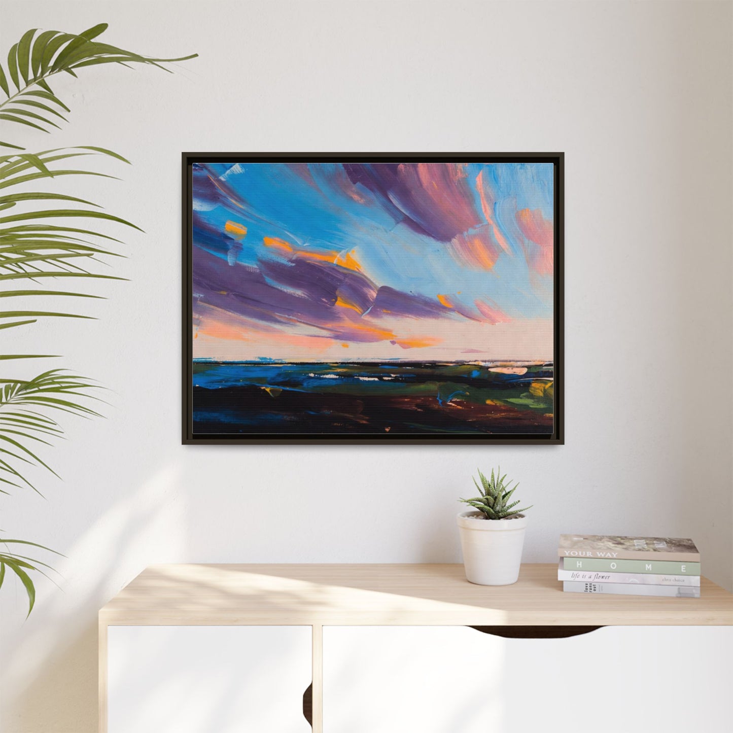 Framed Matte Canvas Abstract Seascape Sunset Art Print