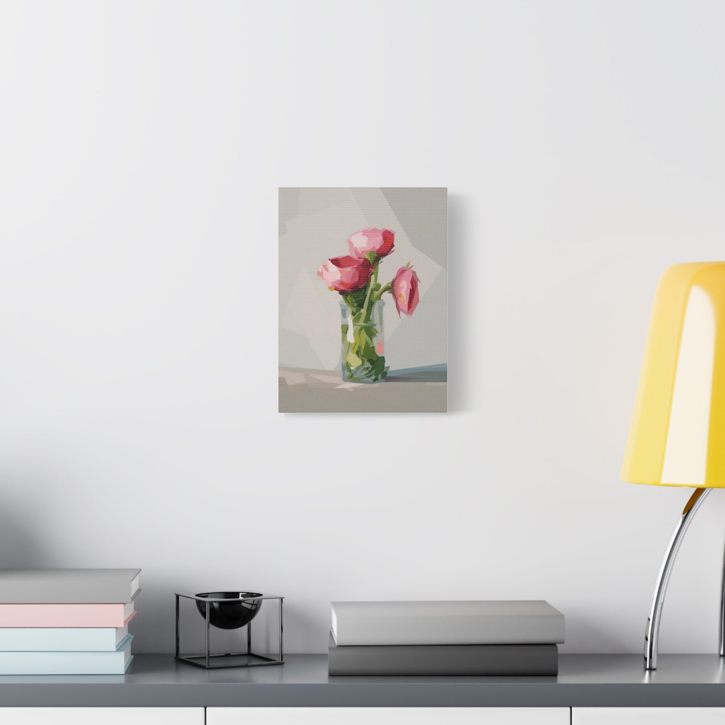 Pink Floral Vase Canvas Print — Stretched Matte Wall Art