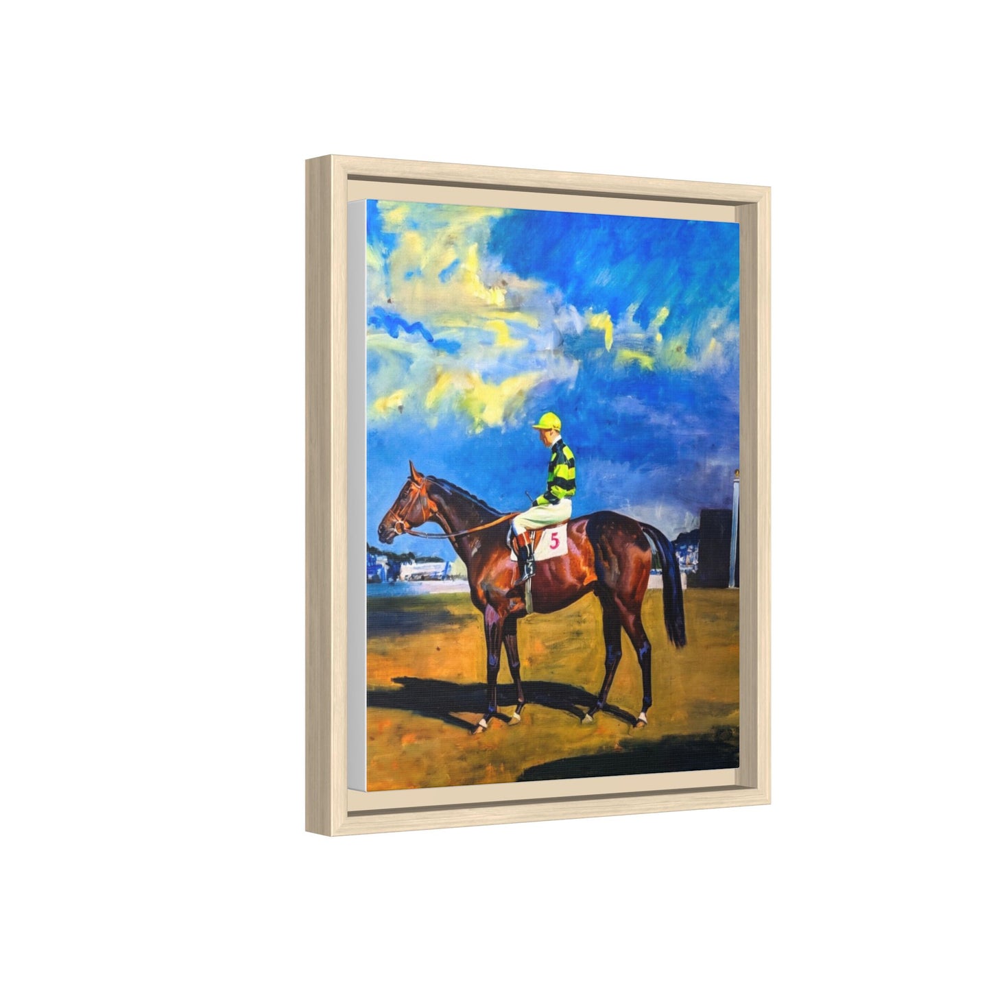 Framed Matte Canvas — Jockey on Racehorse Vintage Equestrian Wall Art