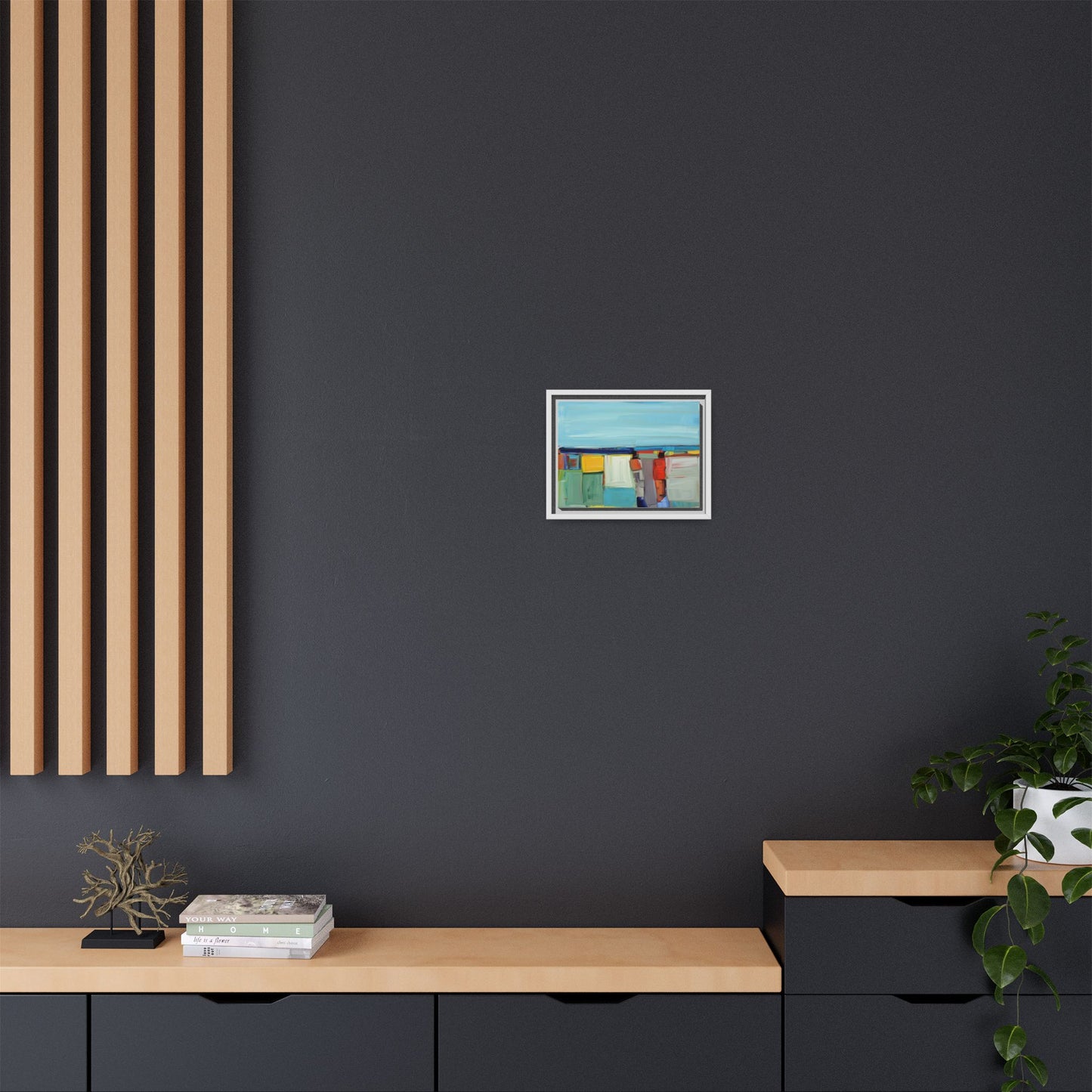 Abstract Coastal Blocks Matte Canvas Print (Framed)