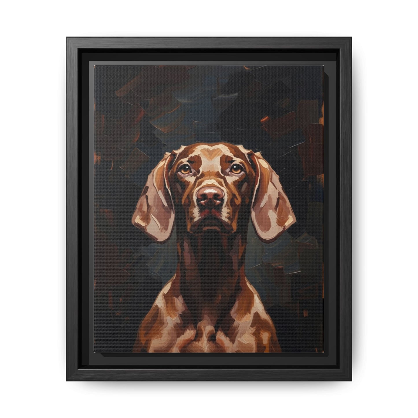 Framed Matte Canvas Dog Portrait – Brown Vizsla Wall Art