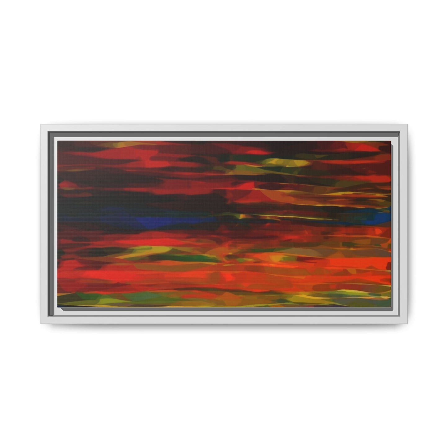 Abstract Multi-Color Matte Canvas Framed Wall Art — Bold Red & Blue Modern Painting
