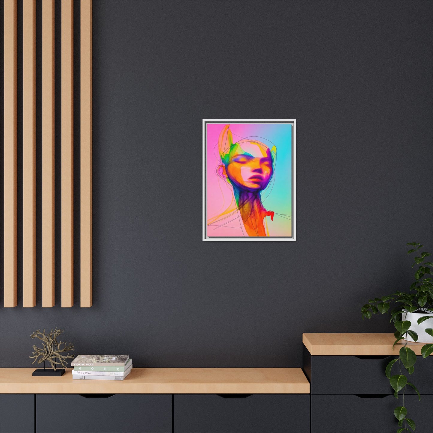 Framed Matte Canvas Art — Vibrant Abstract Portrait Wall Print
