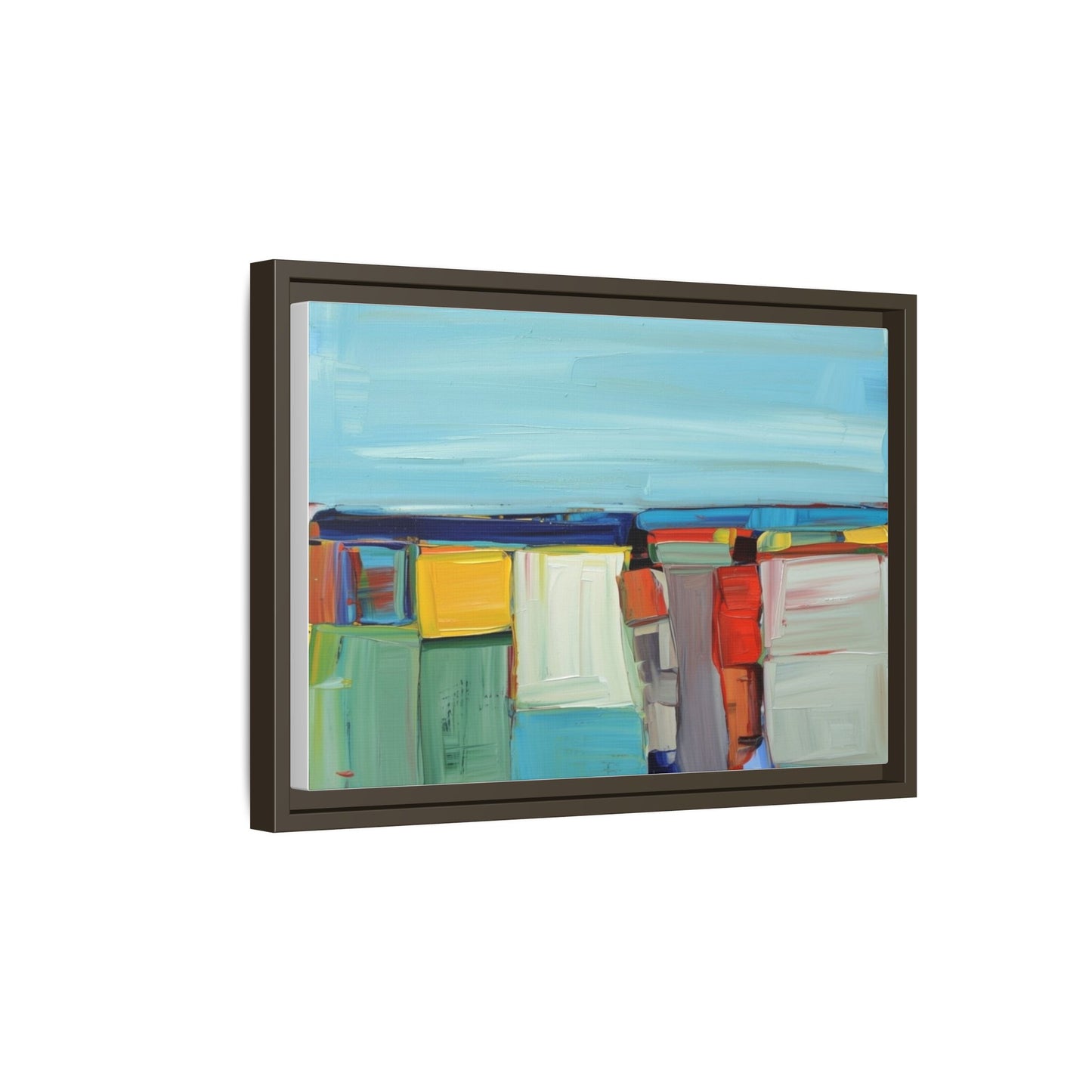 Abstract Coastal Blocks Matte Canvas Print (Framed)