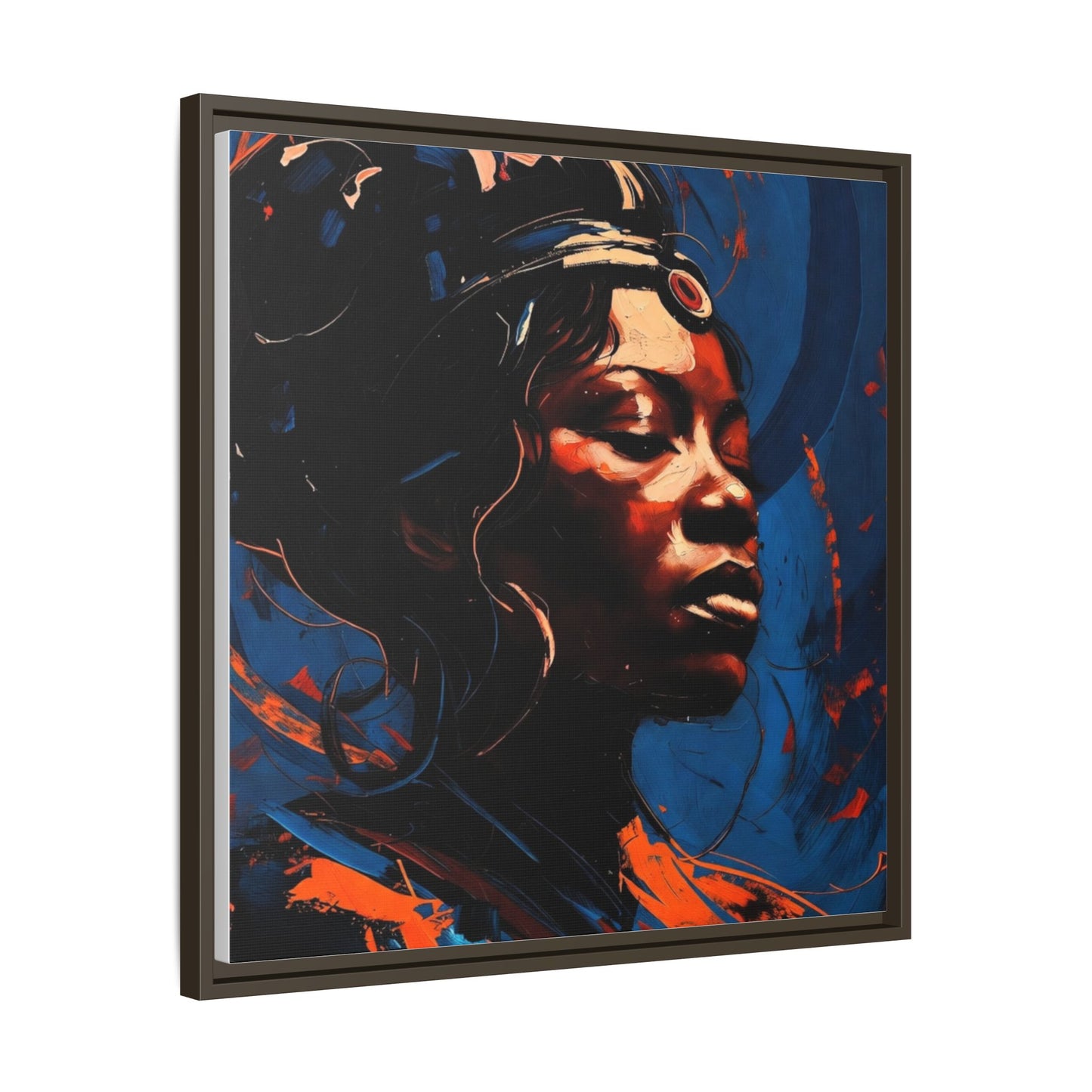 Framed Matte Canvas Art - Vibrant Portrait of a Black Woman (Multi-Color)