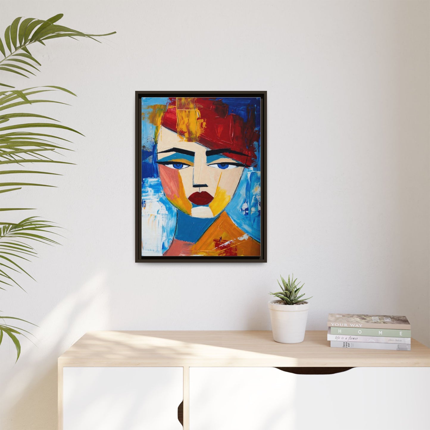 Abstract Colorful Portrait Framed Canvas Art