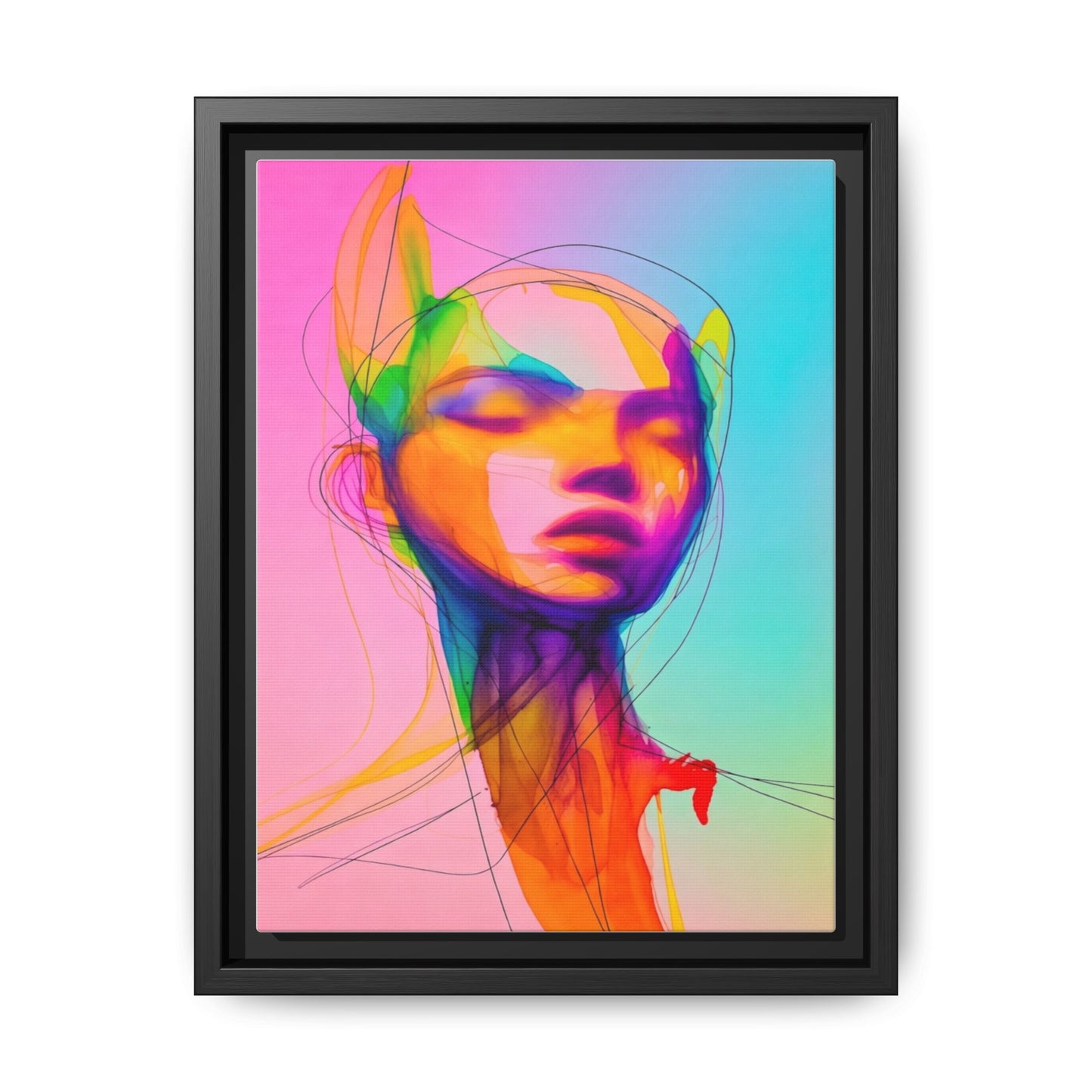 Framed Matte Canvas Art — Vibrant Abstract Portrait Wall Print