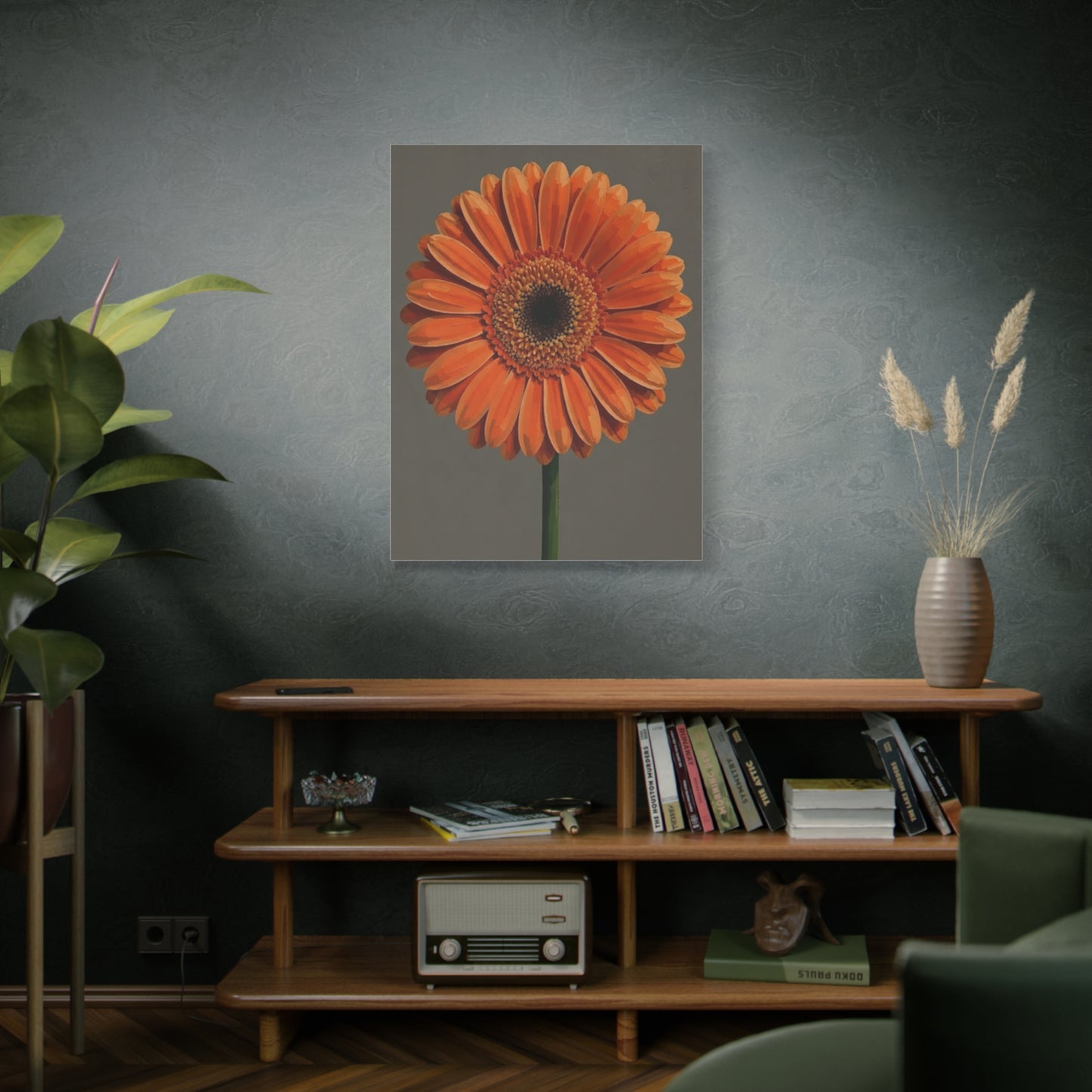 Orange Gerbera Flower Matte Canvas Print — Stretched Wall Art