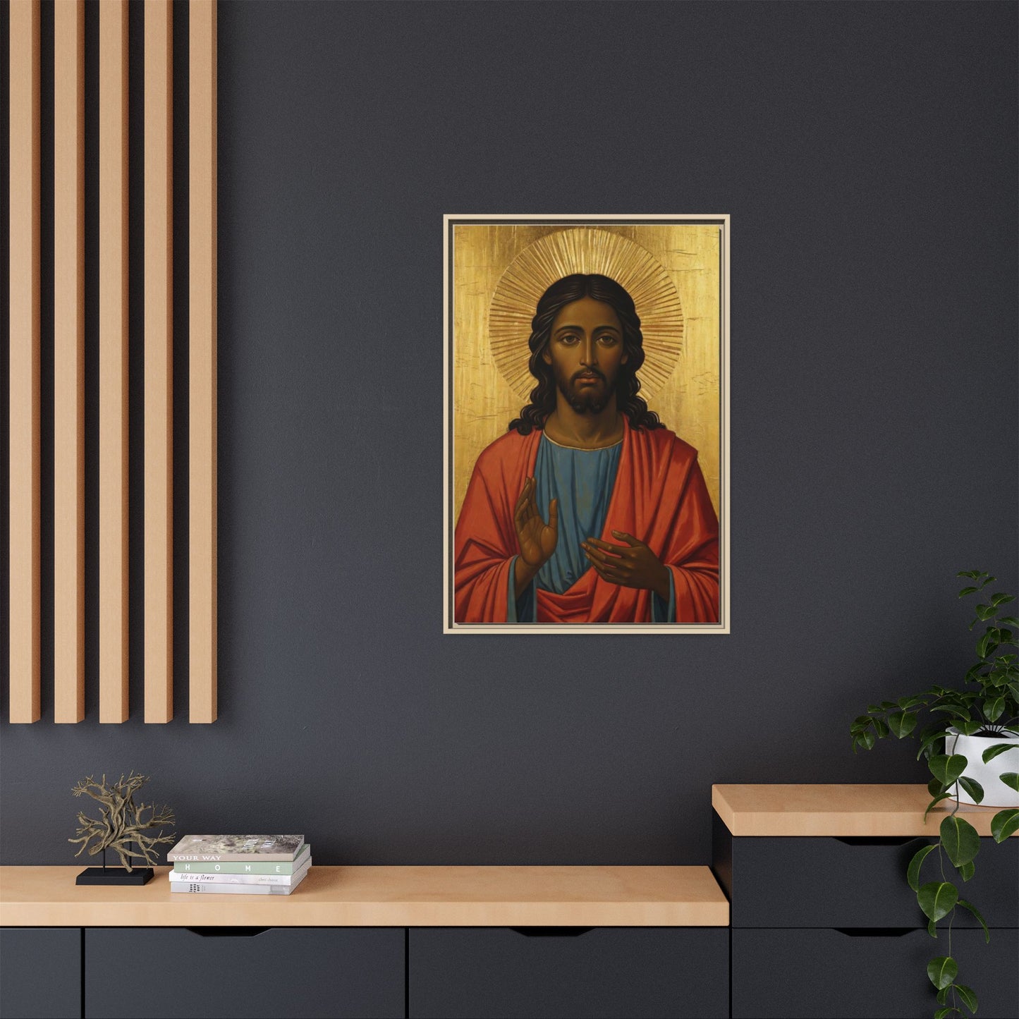 Framed Orthodox Christ Icon Matte Canvas — Religious Wall Art for Home, Church, or Prayer Corner