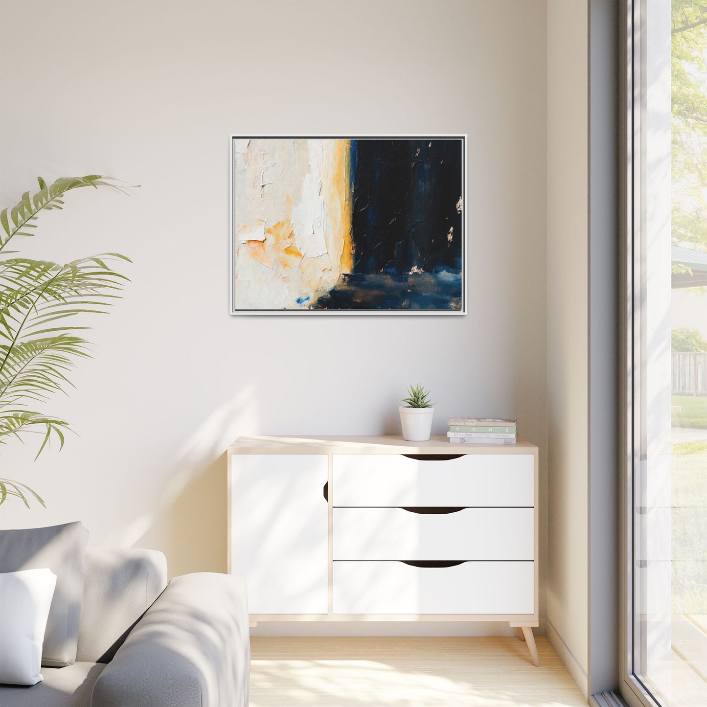 Abstract Coastal Texture Framed Canvas Art — Matte Multi-Color Wall Print
