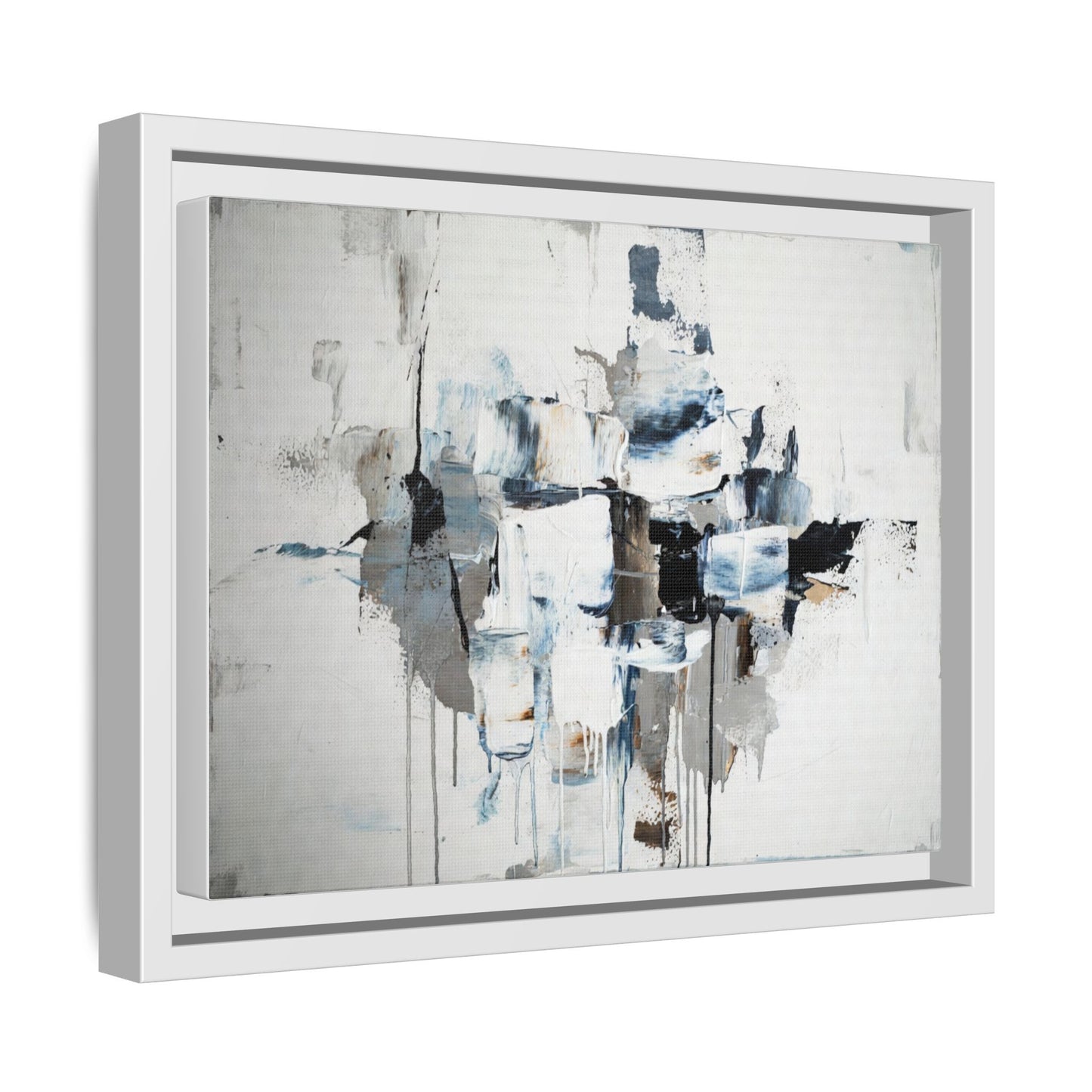 Framed Abstract Canvas Art — Blue Neutral Modern Wall Print