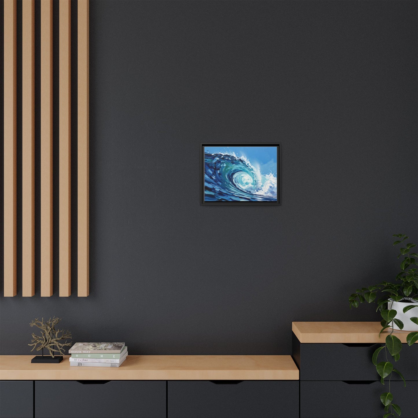 Framed Matte Canvas Wave Art — Blue Ocean Surf Wall Decor