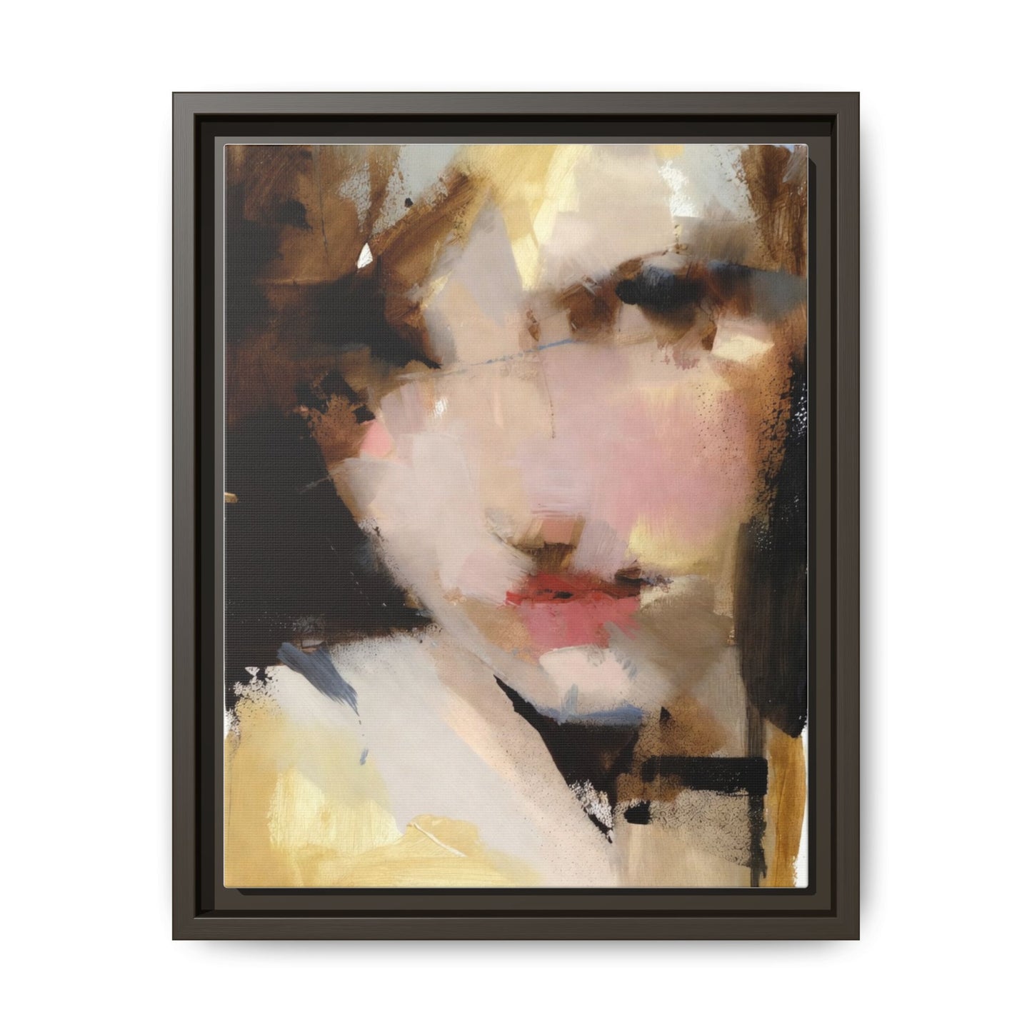 Abstract Portrait Matte Canvas Framed Print — Modern Feminine Wall Art