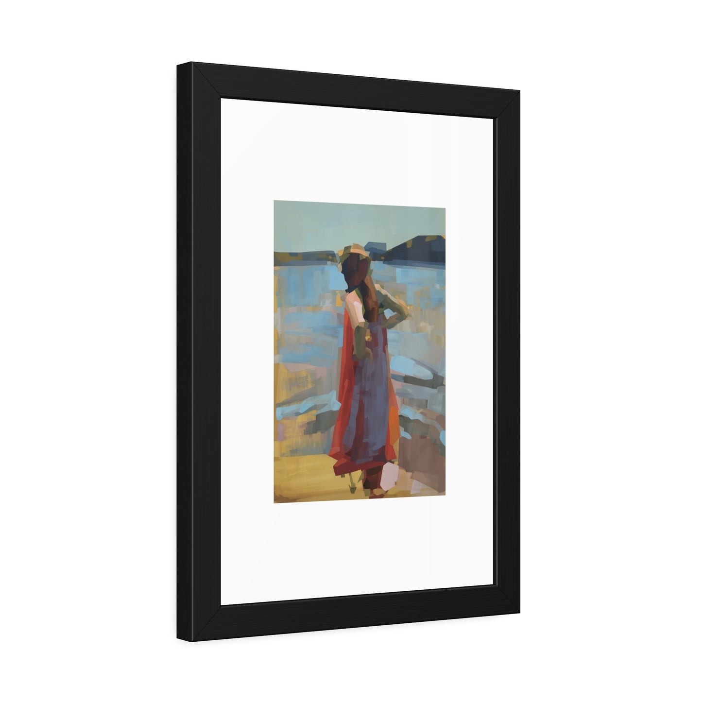 Framed Art Print — Woman at the Shore Impressionist Poster