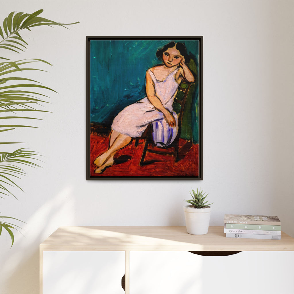 Jeune Fille assise by Henri Matisse Framed Matte Canvas Wall Art